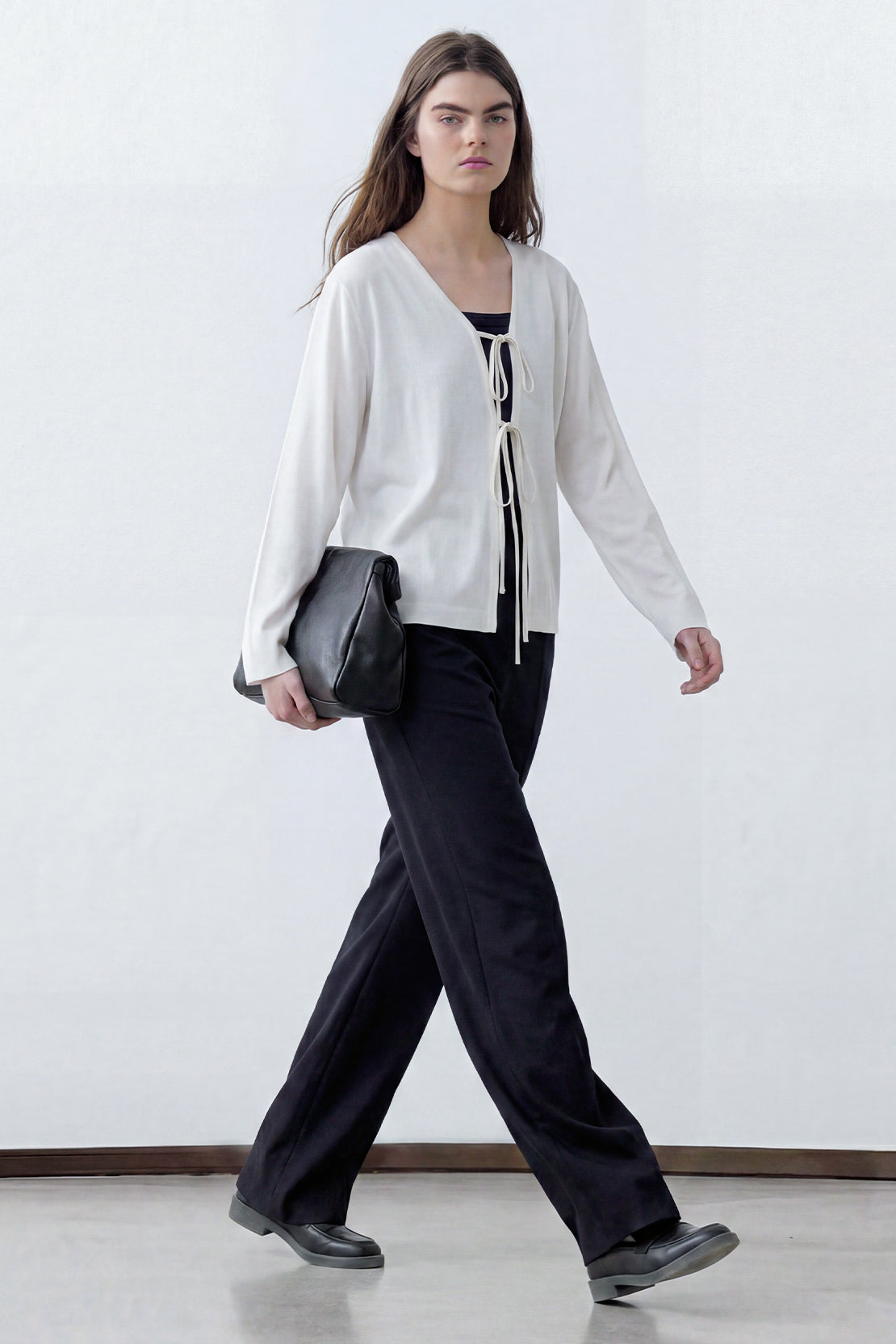 KOKO Pure-Ease Tie-Front Top - White & Black