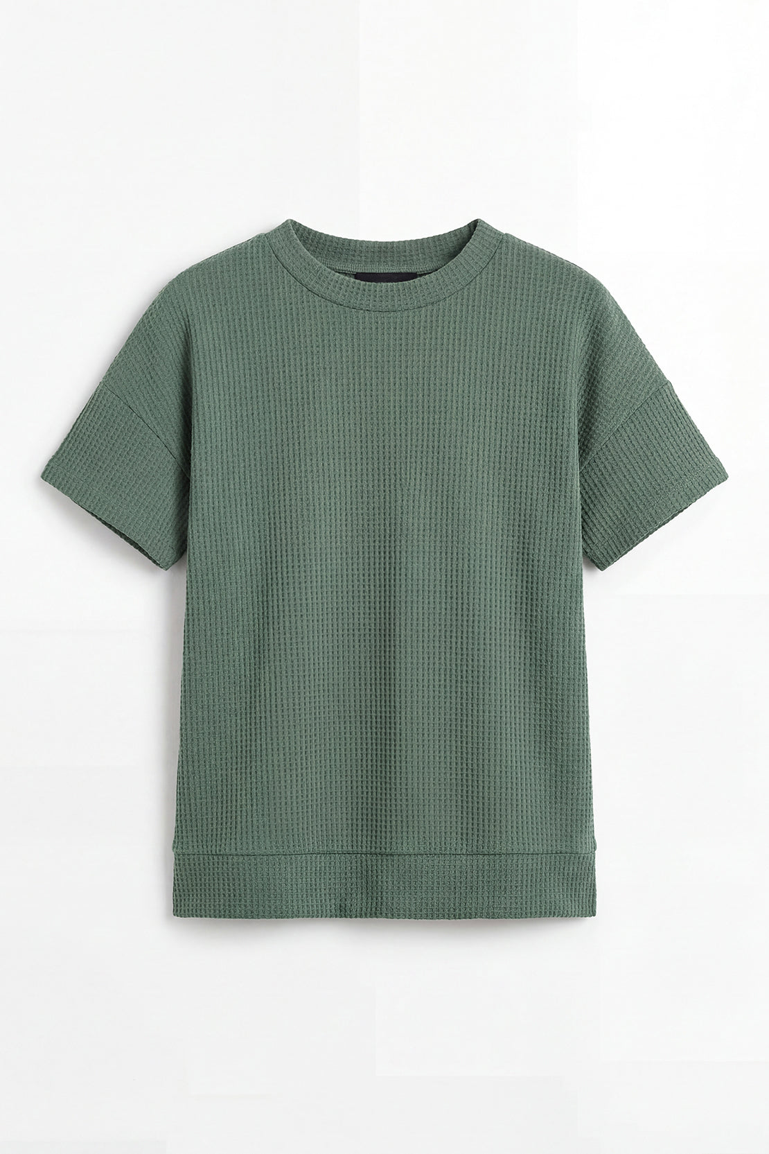 KOKO Structured knit Relaxed Crew Top – Olive & Black
