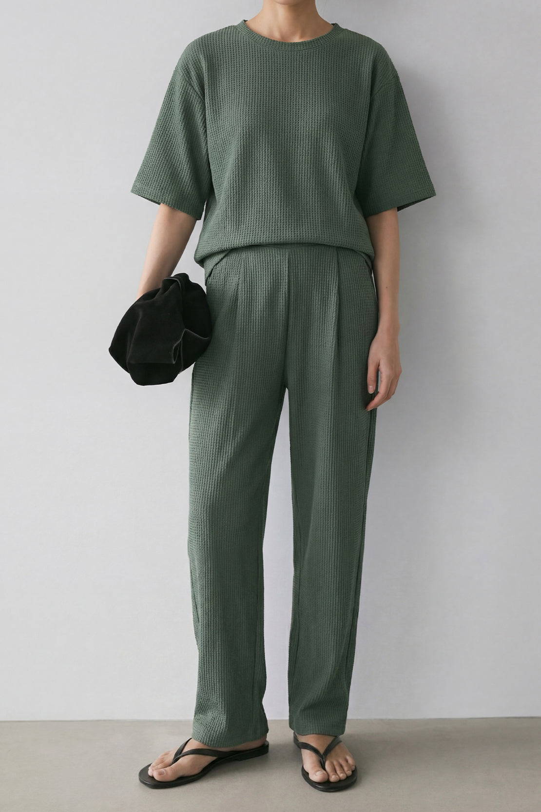 KOKO Structured Knit Trouser – Olive