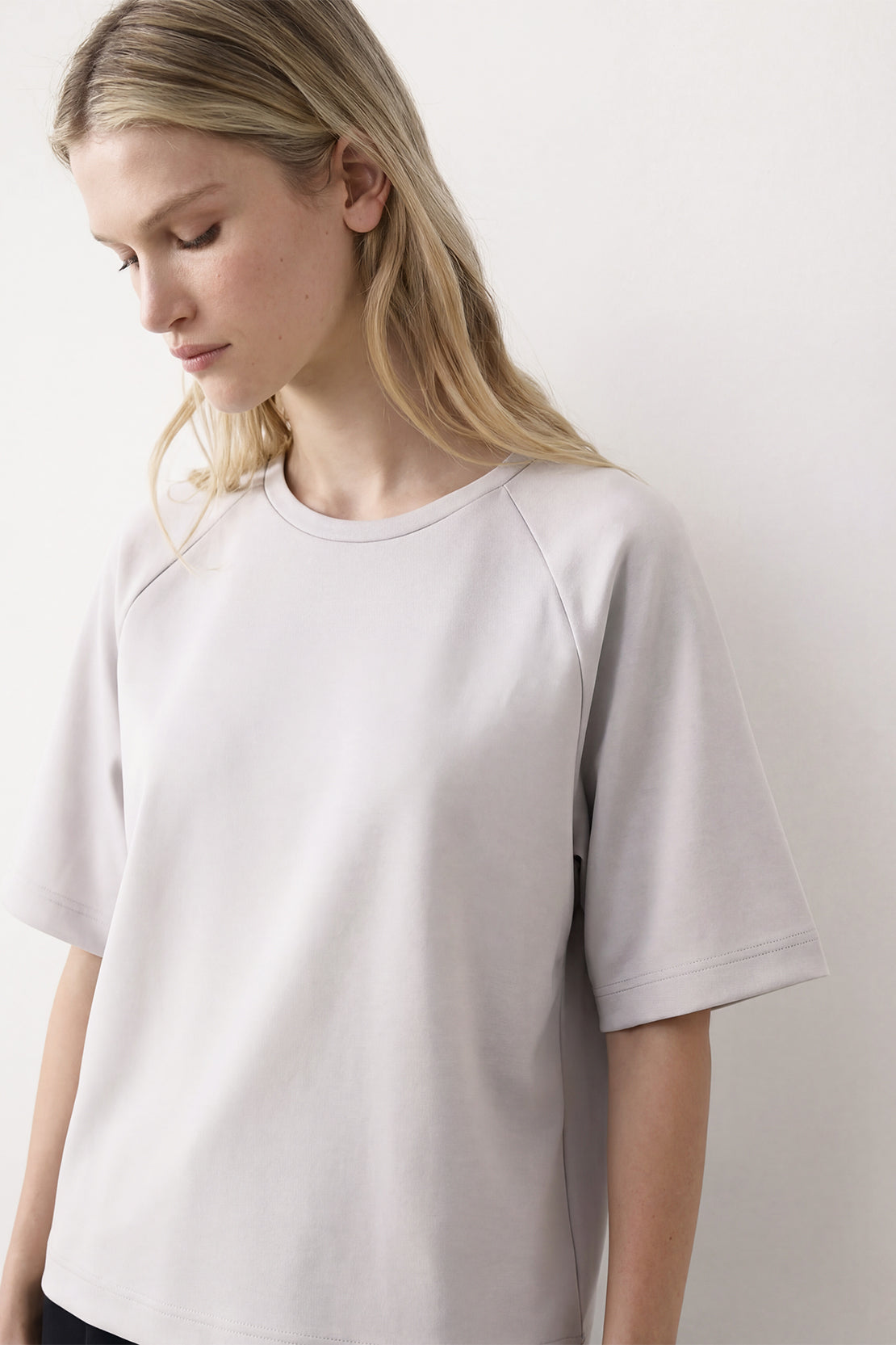 KOKO Modal Blend Relaxed Crew Neck T-Shirt - Soft Grey & Black
