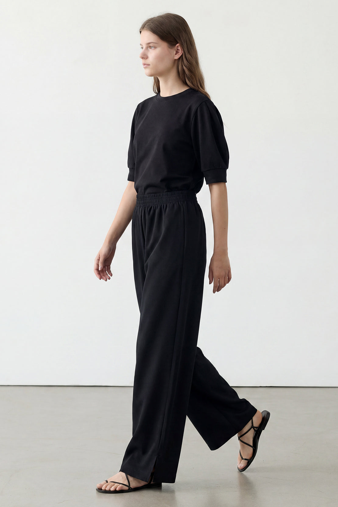 KOKO Modal Relaxed Wide-Leg Trouser – Black