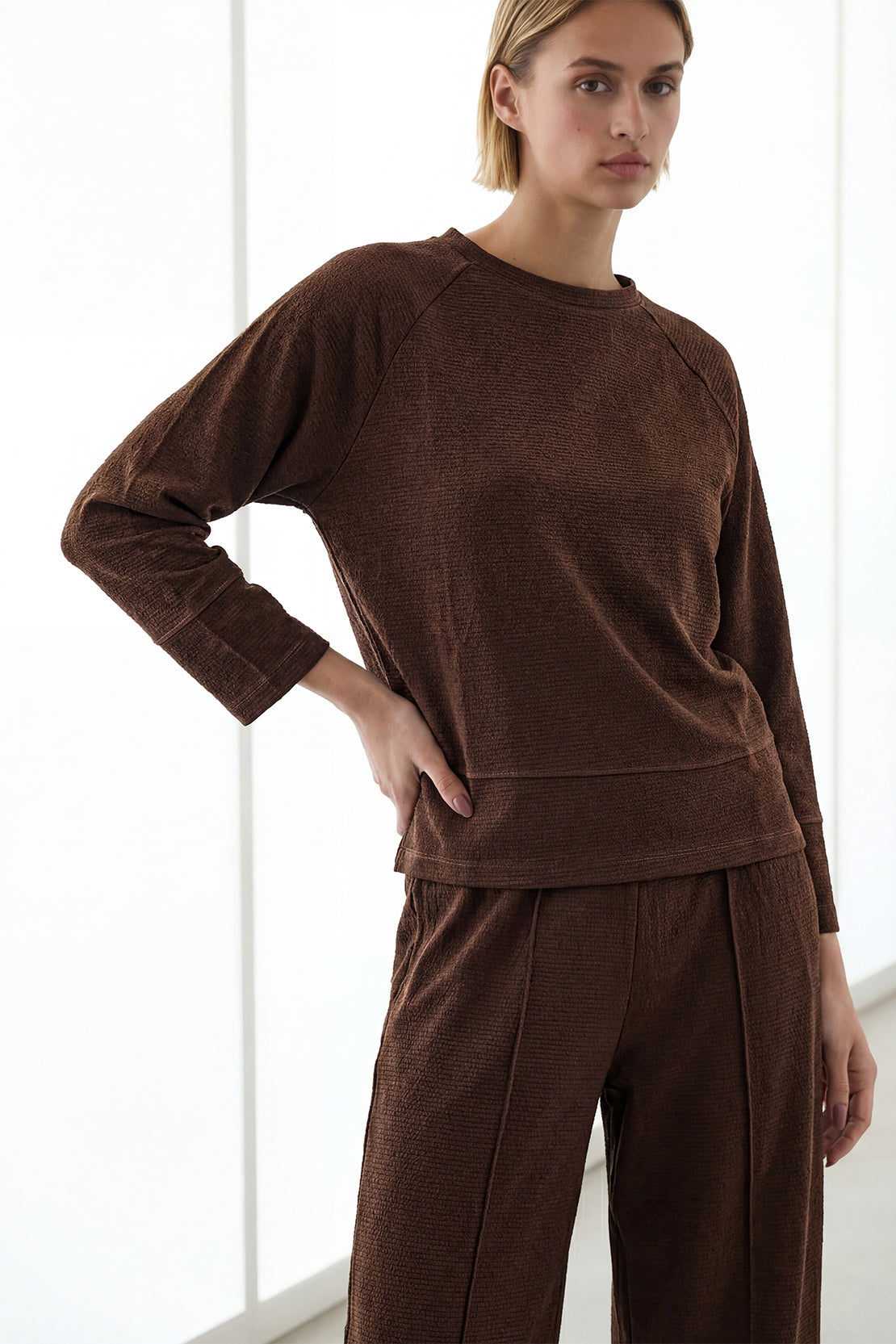 KOKO Textured Knitted Top - Brown
