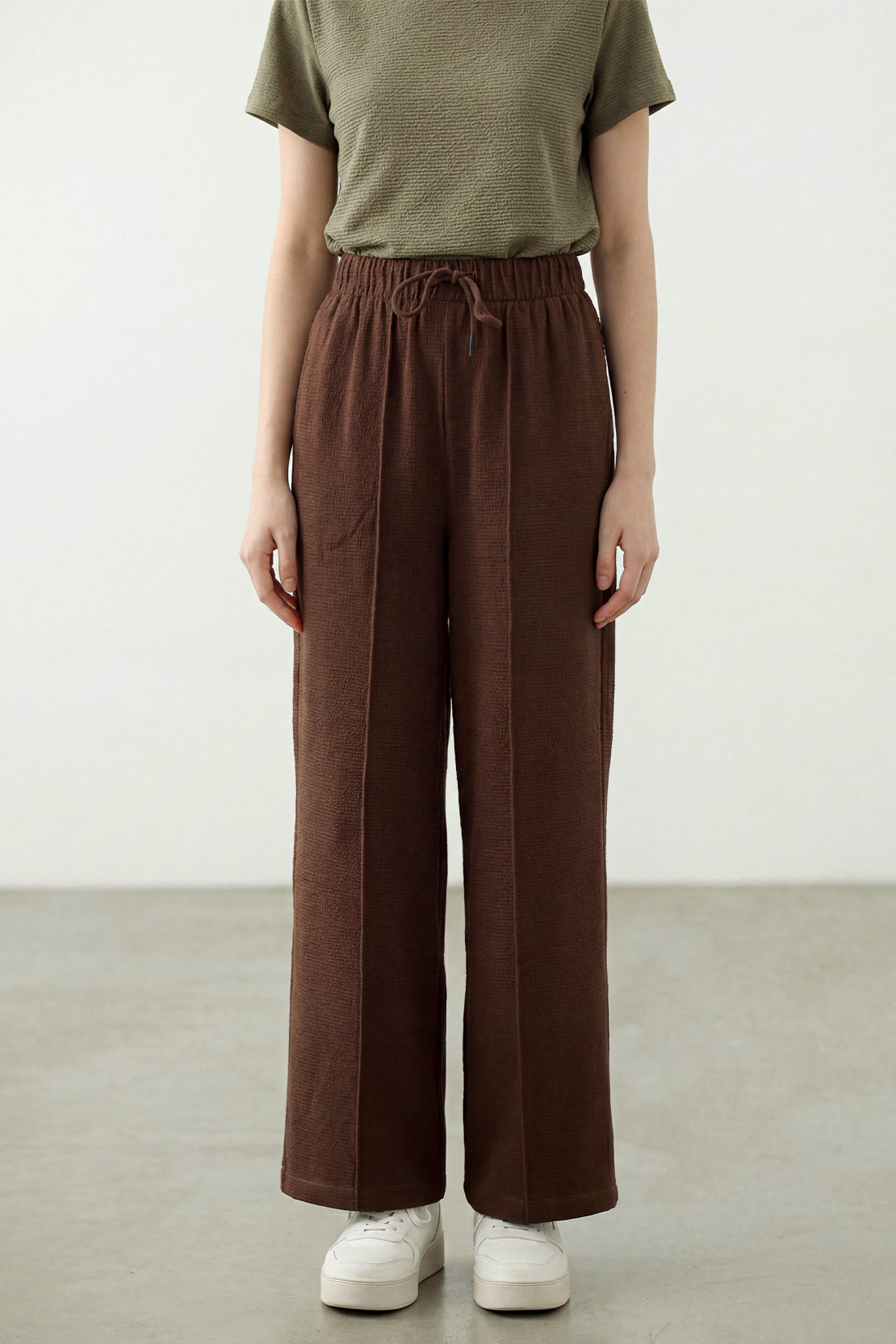 KOKO Textured Knit Relaxed Fit Trouser - Brown