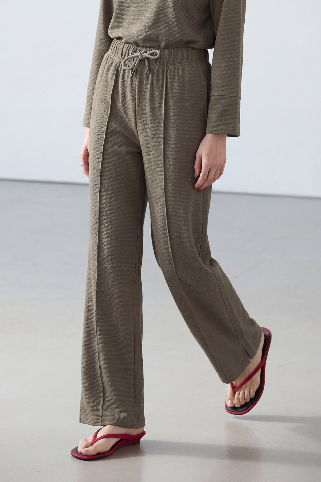 KOKO Textured Knit Relaxed Fit Trouser -Coffee, Black, Clay & Brown