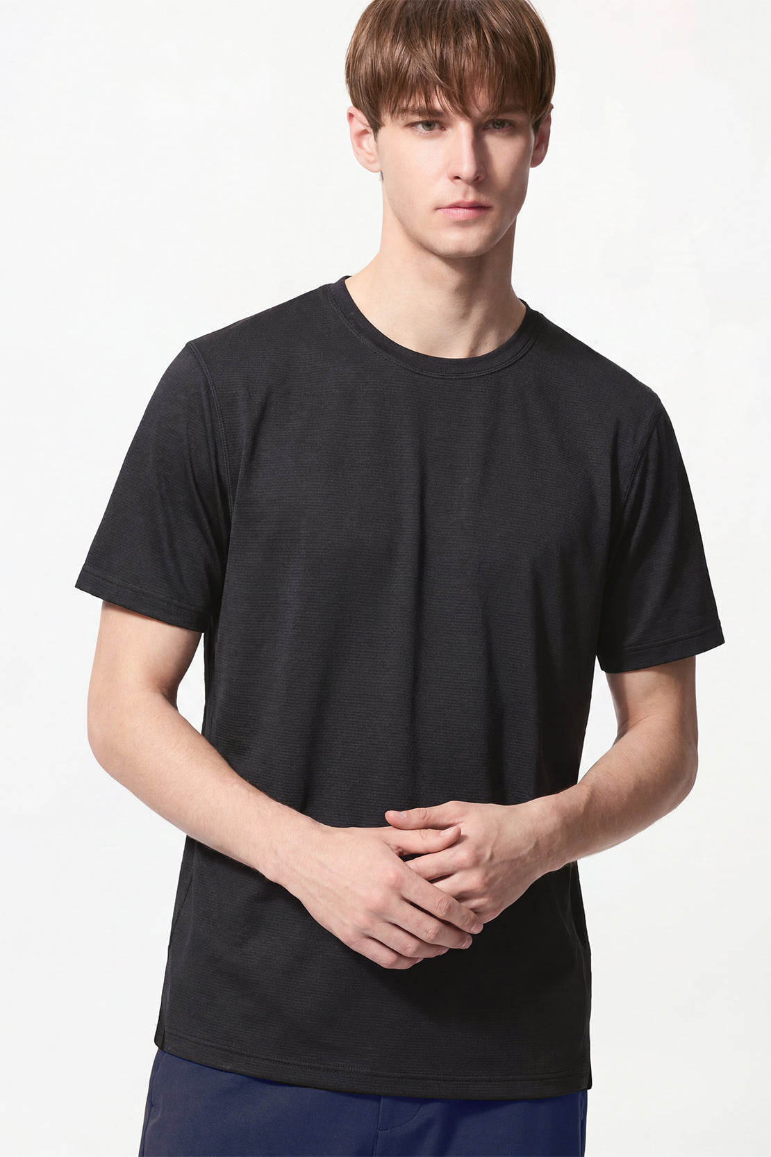 KOKO Knitted Mesh Crew Neck T-Shirt - White, Black, Navy, Blue, Grey & Jet Black