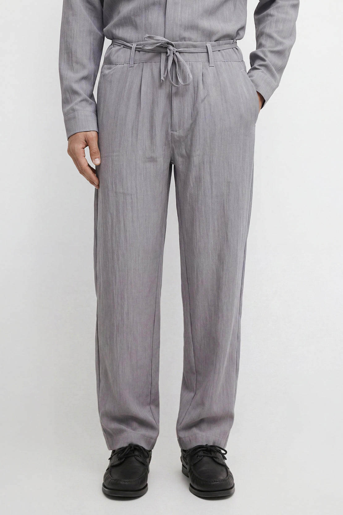 KOKO Light Weave Relaxed Drawstring Pants – Light Grey