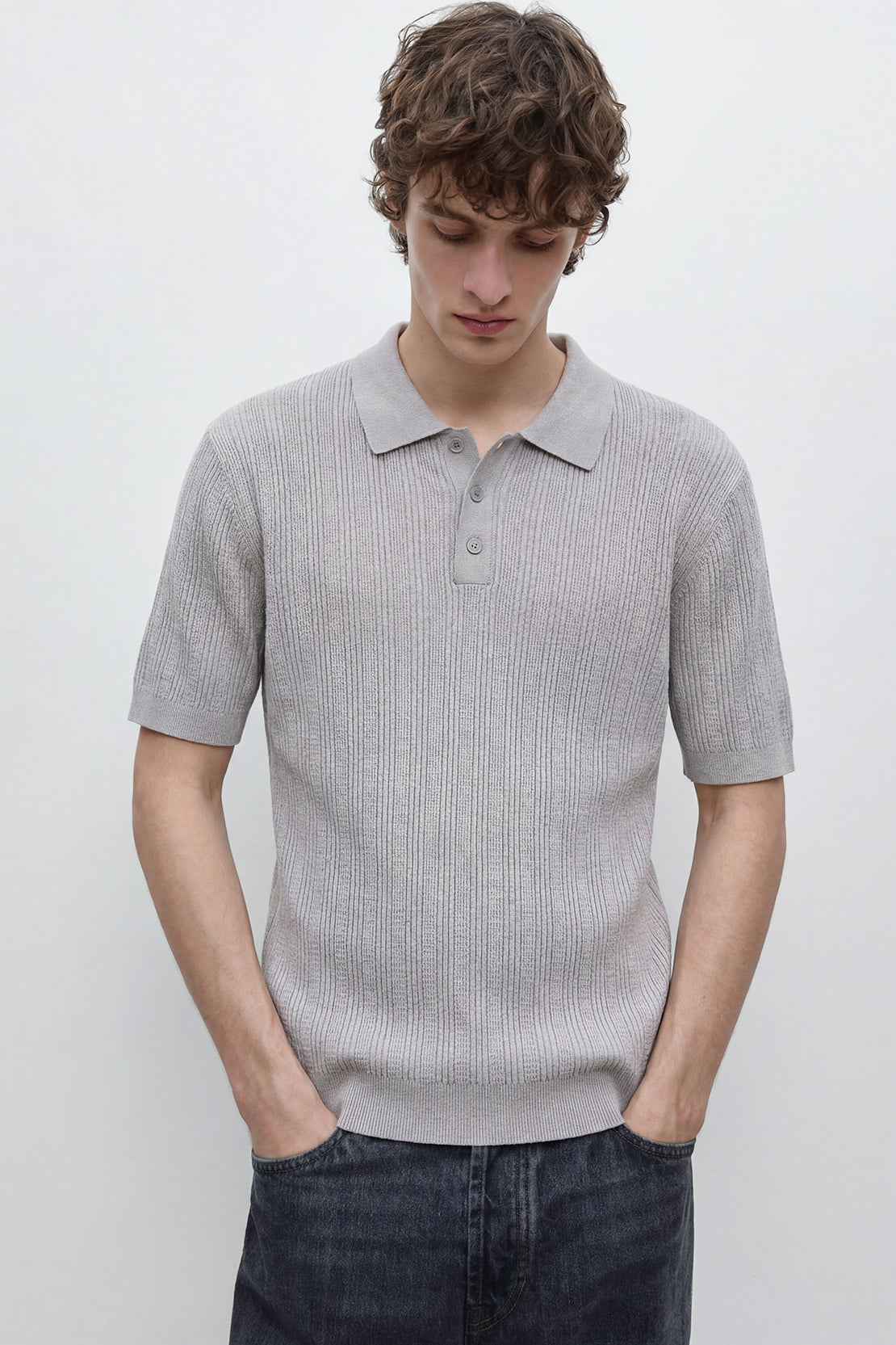 KOKO Core Knit Polo – Silver Grey