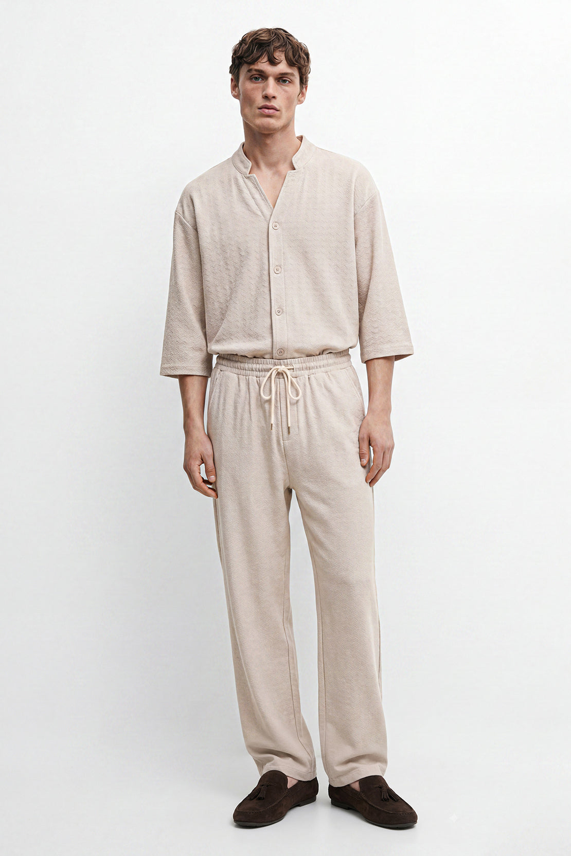 KOKO Textured Knit Relaxed Pants – Camel