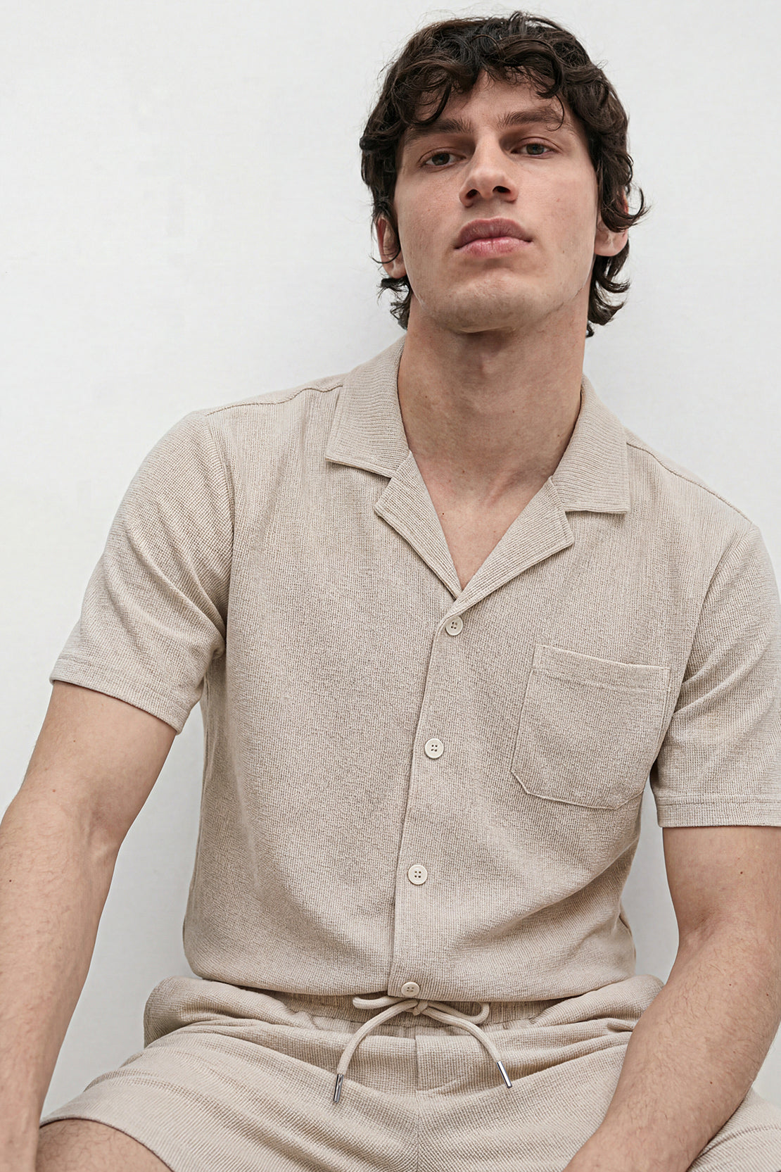 KOKO Bubble Knit Half Sleeve Shirt – Beige