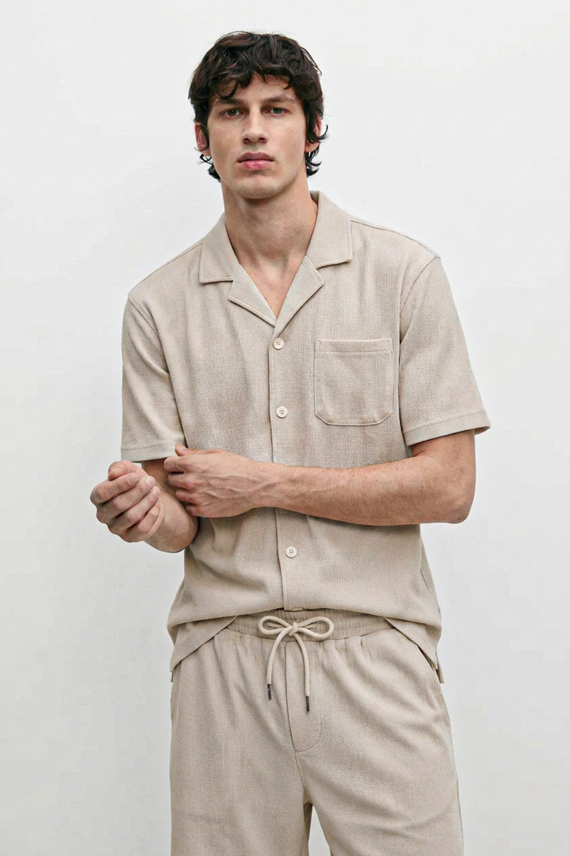 KOKO Bubble Knit Half Sleeve Shirt – Beige
