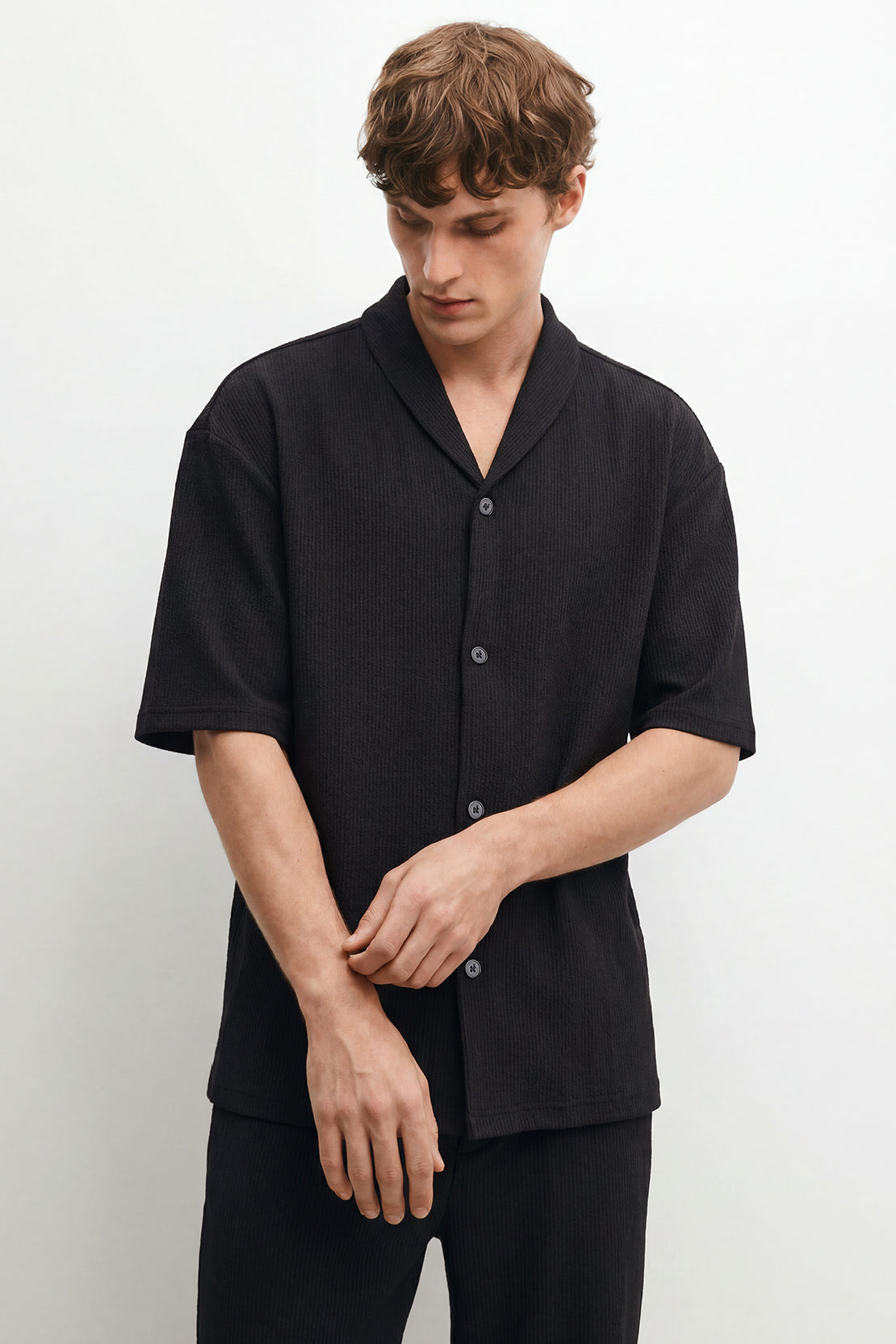 KOKO Craft Knit Relaxed Co-Ord Shirt – Black