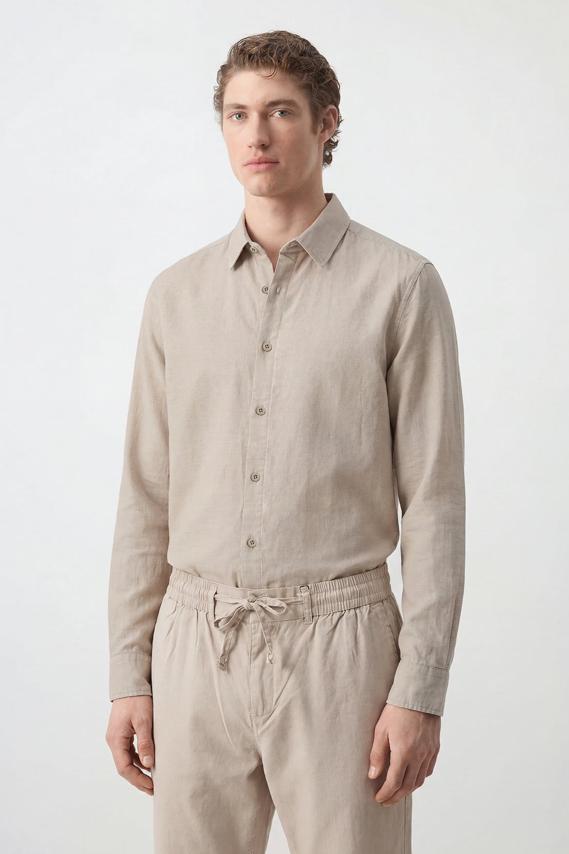 KOKO Linen Button Down Shirt – Beige