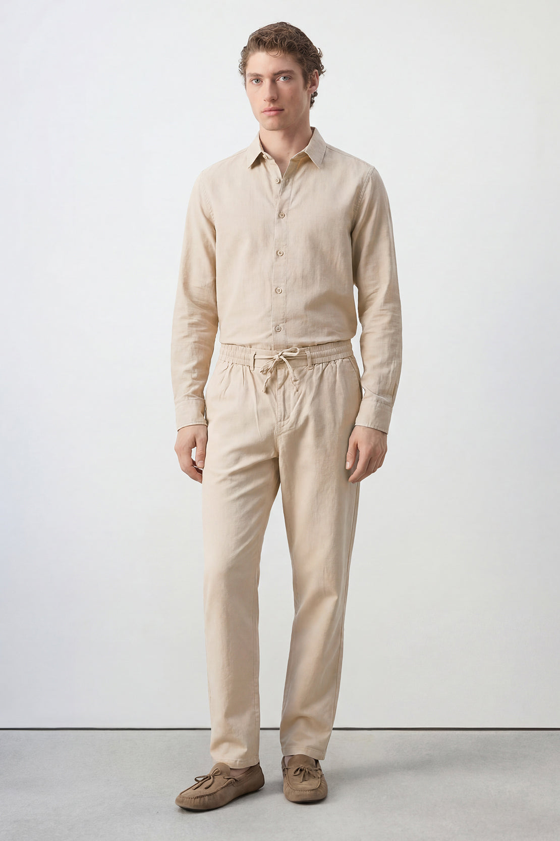 KOKO Linen Button Down Shirt & Relaxed Pants – Beige