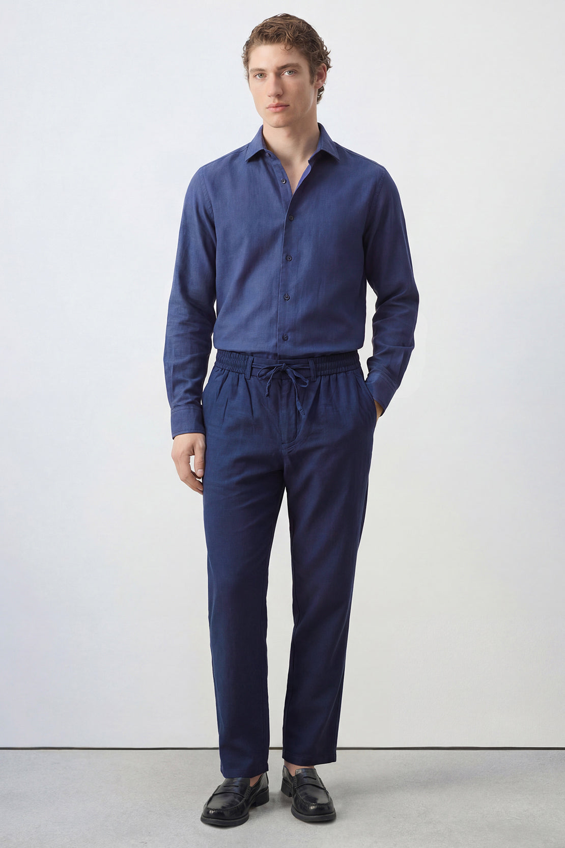 KOKO Linen Button Down Shirt & Relaxed Pants – Navy