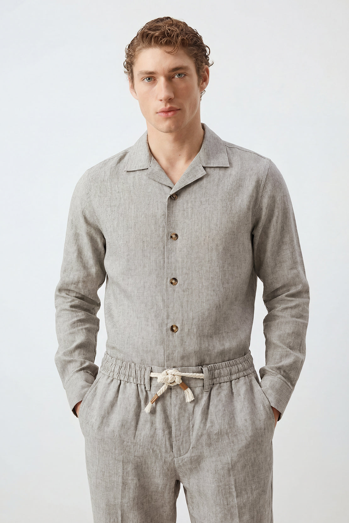 KOKO Linen Drawstring Relaxed Trouser – Grey