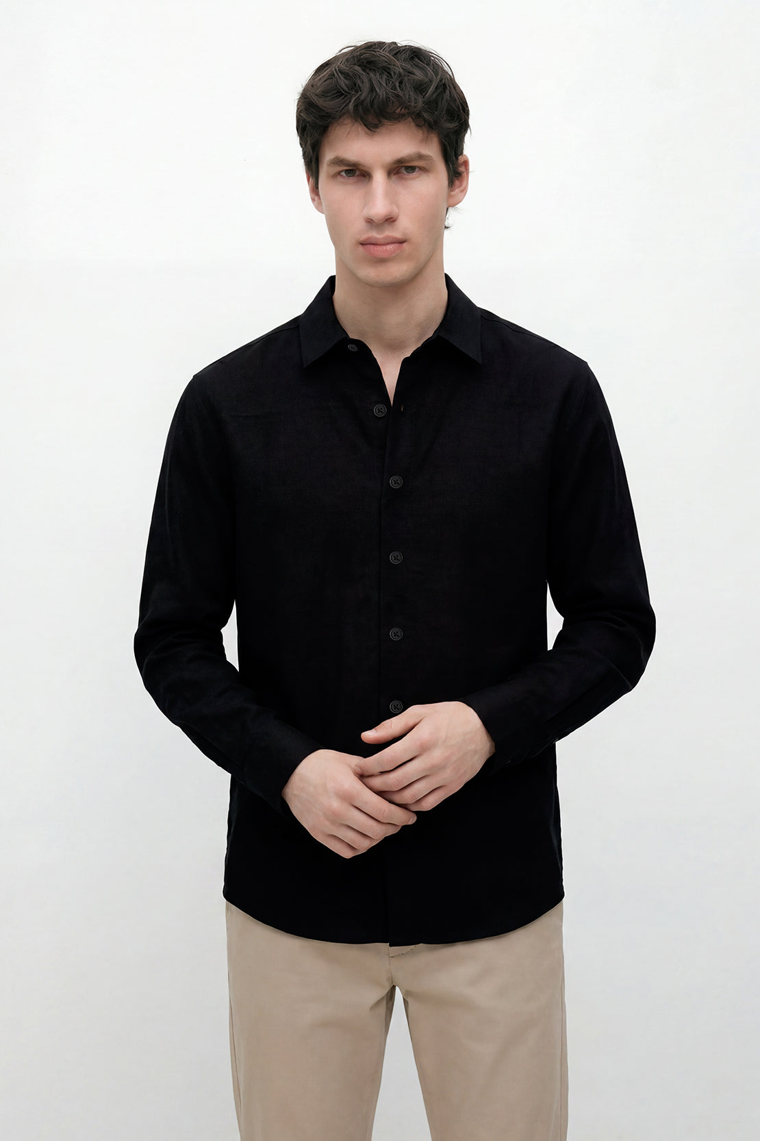KOKO Cloud Weave Button-Down Shirt – Black