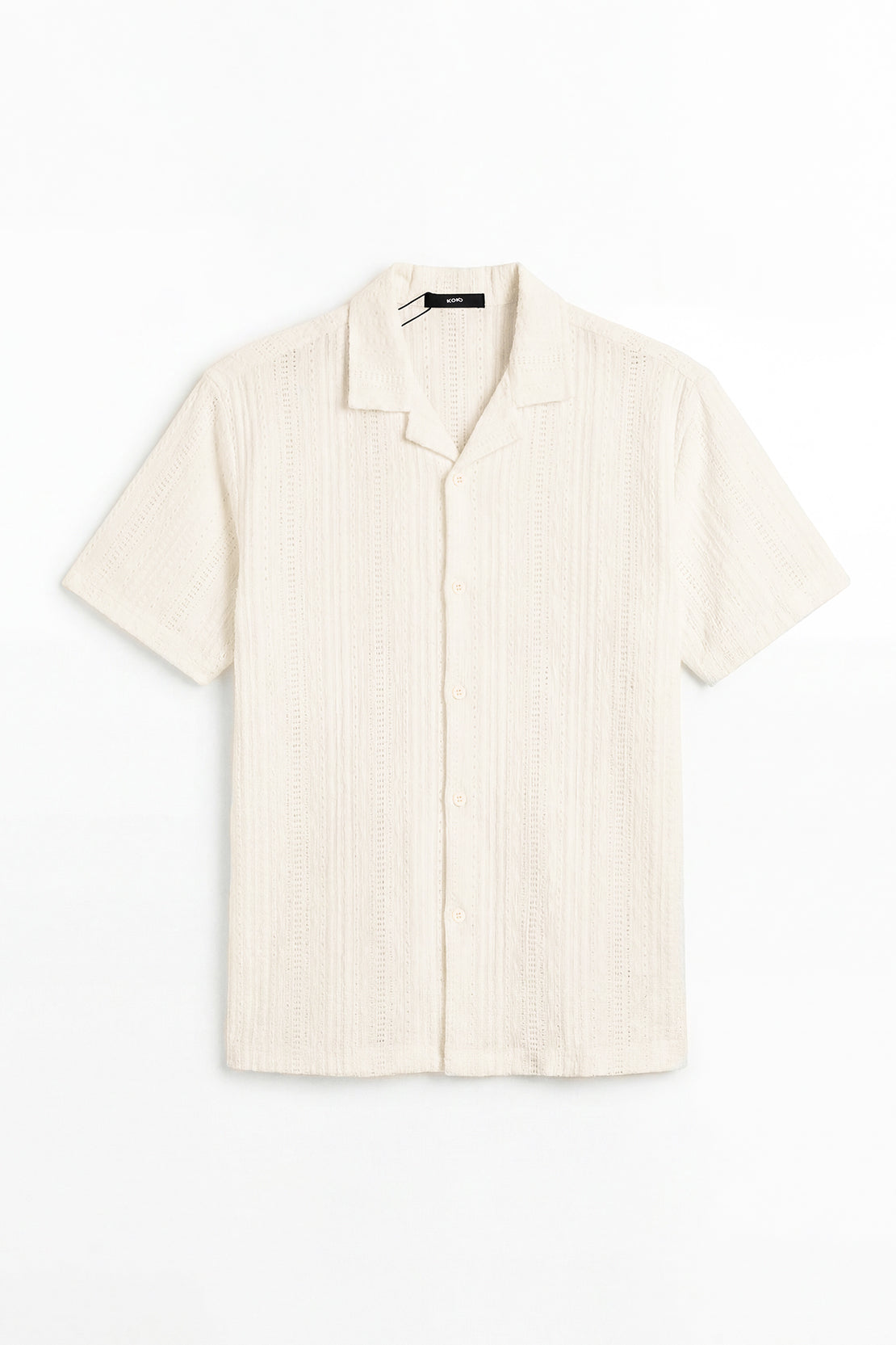 KOKO Bubble Knit Button Down Shirt – White