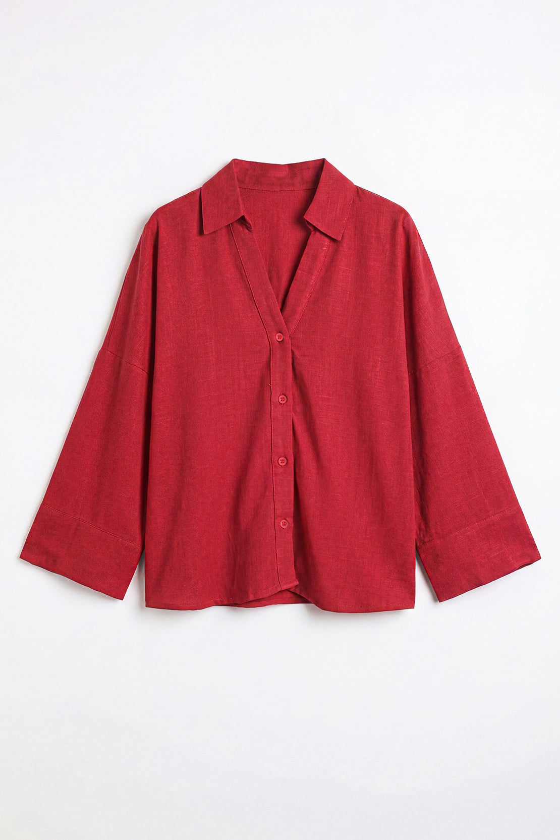 KOKO Cloud Linen Relaxed Shirt – Red