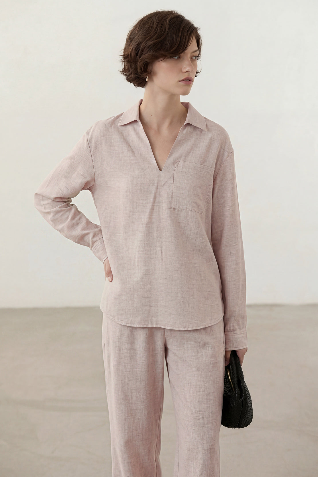 KOKO Nova Linen Relaxed Pocket Top & Relaxed Straight Pants – Apricot