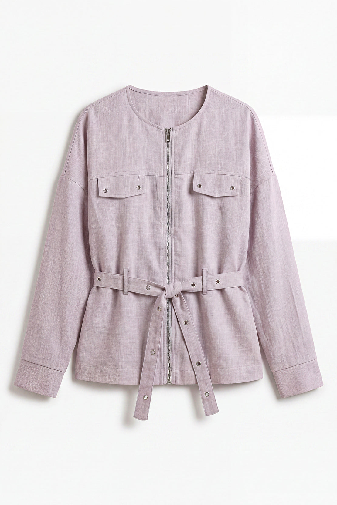 KOKO Structured Linen Zip-Up Top & Bottom – Lavender