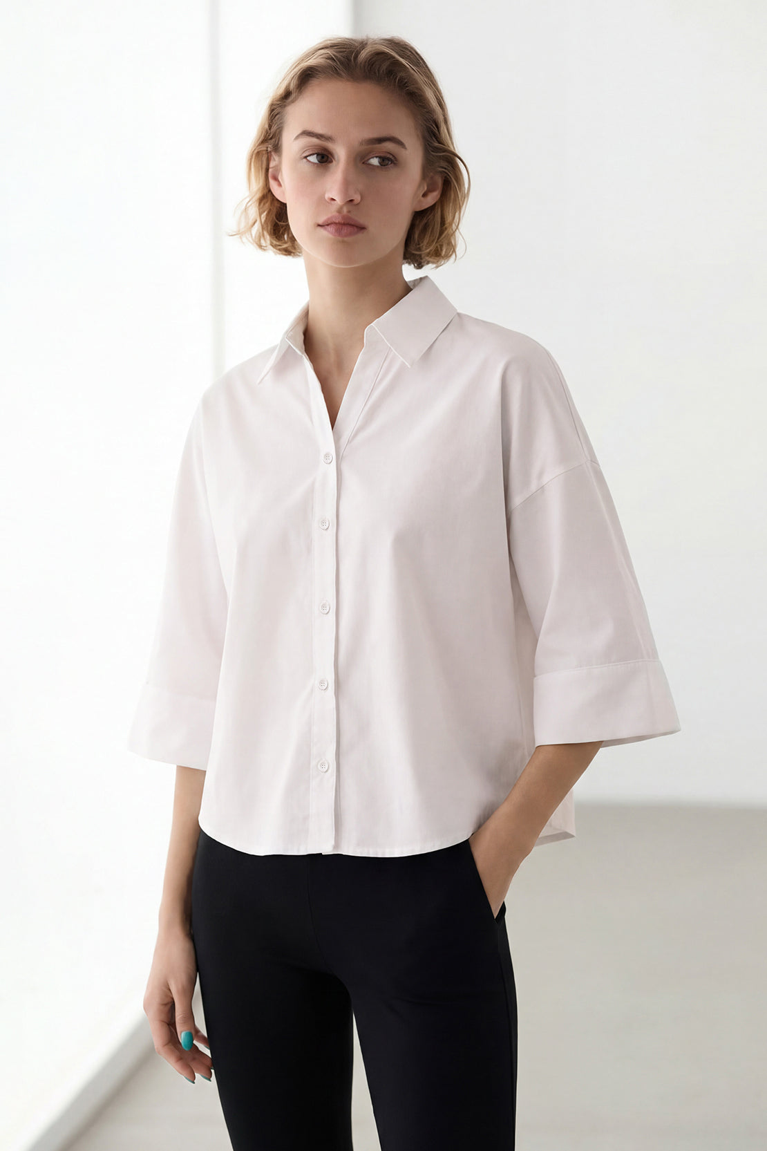 KOKO Cloud Canvas Button-Down Top – Off white