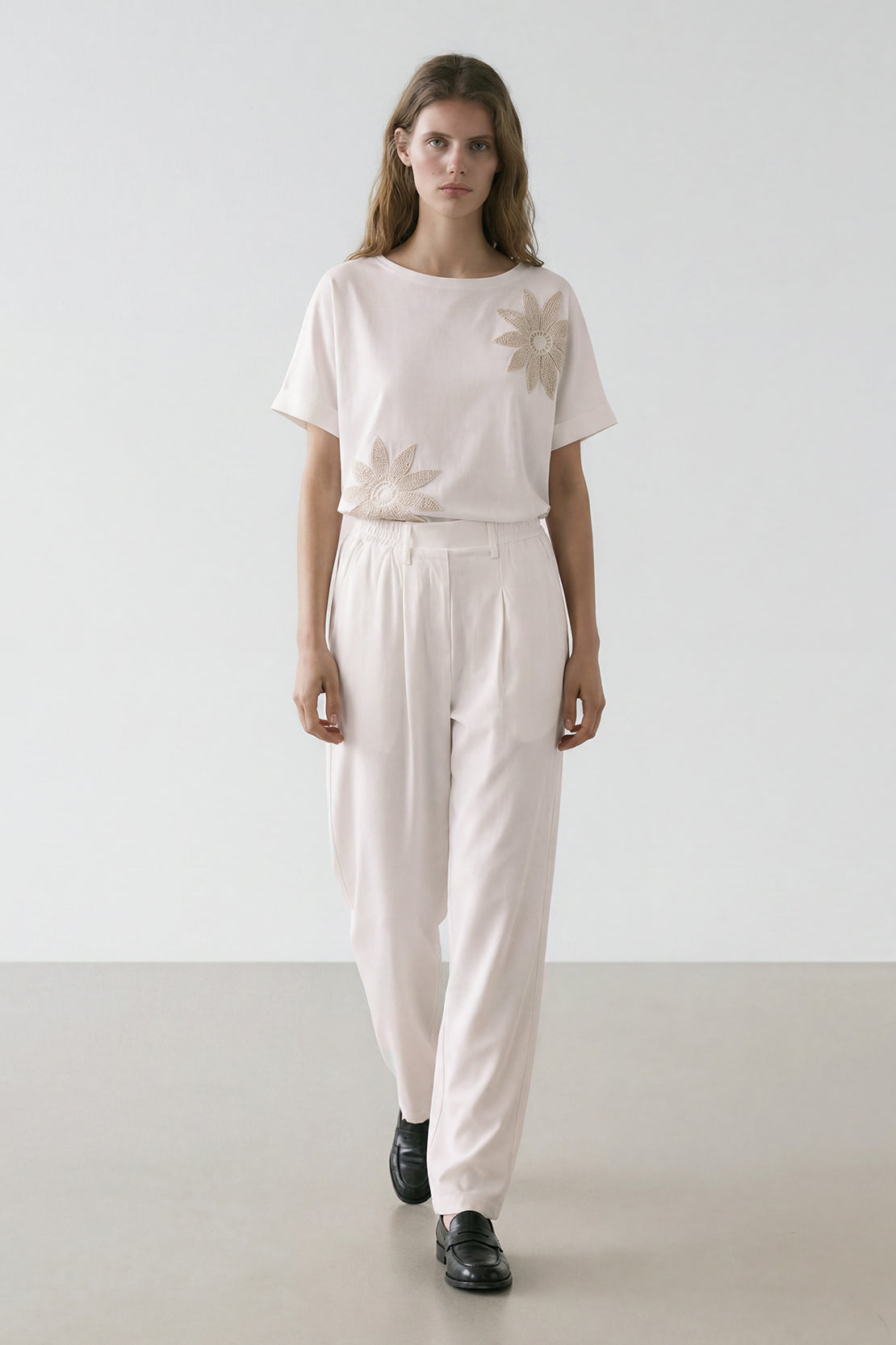 KOKO Looma Knit Elastic Waist Pleated Bottom – Off white