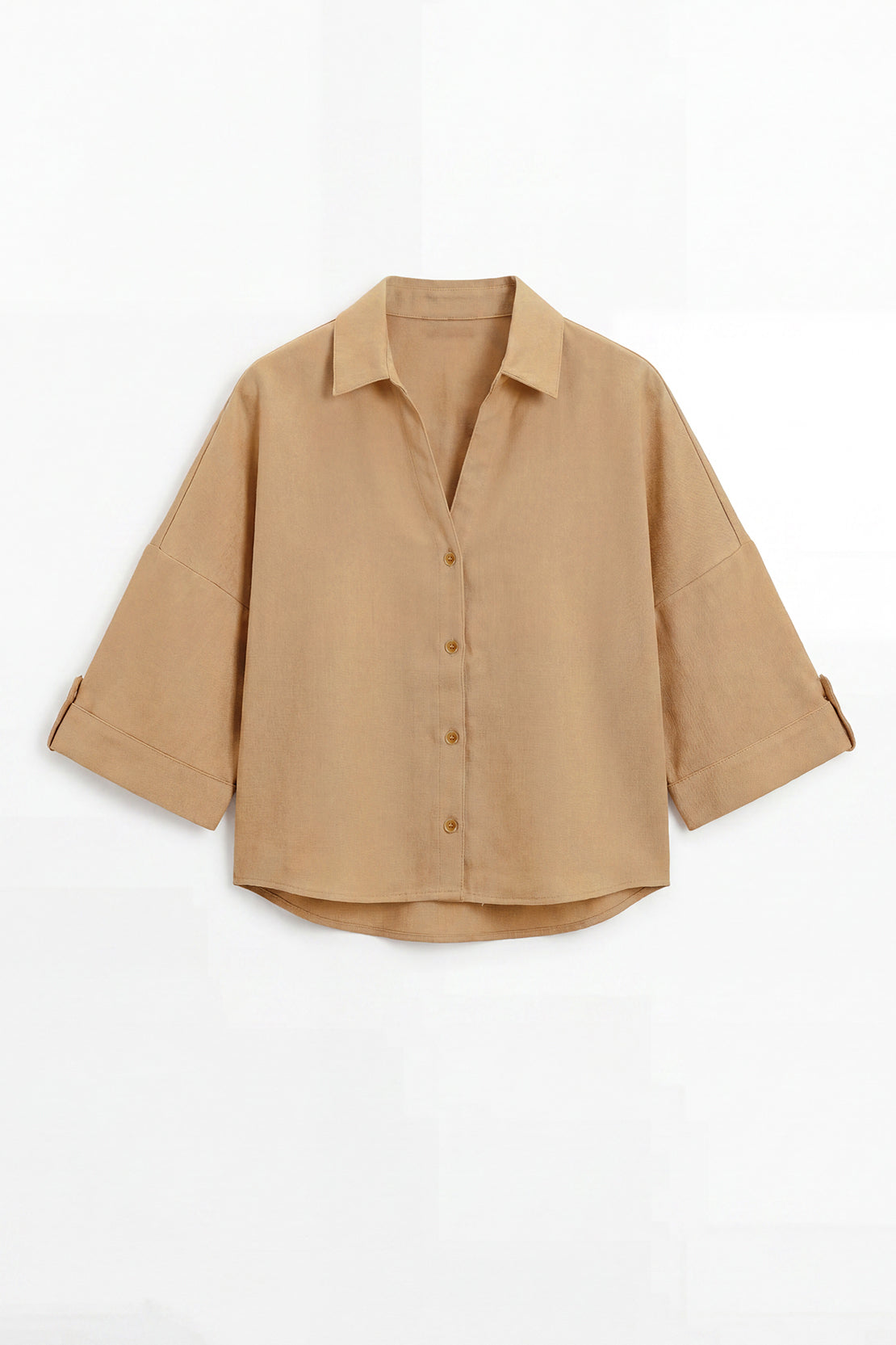 KOKO Bubble Linen Button-Down Top – Clay
