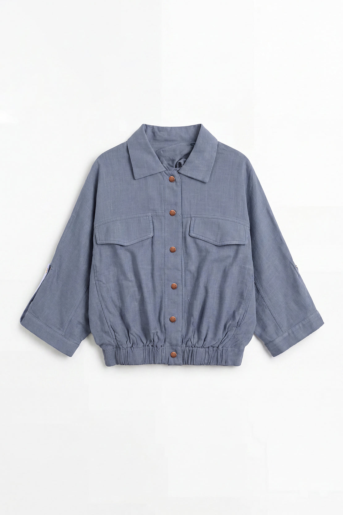 KOKO Mono Linen Button-Down Top – Blue