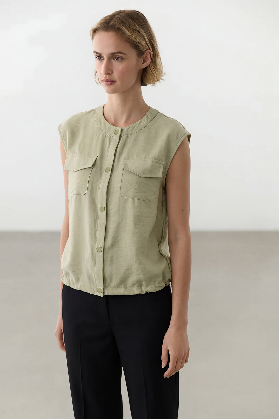 KOKO Mono Cloud Button Front Top – Green