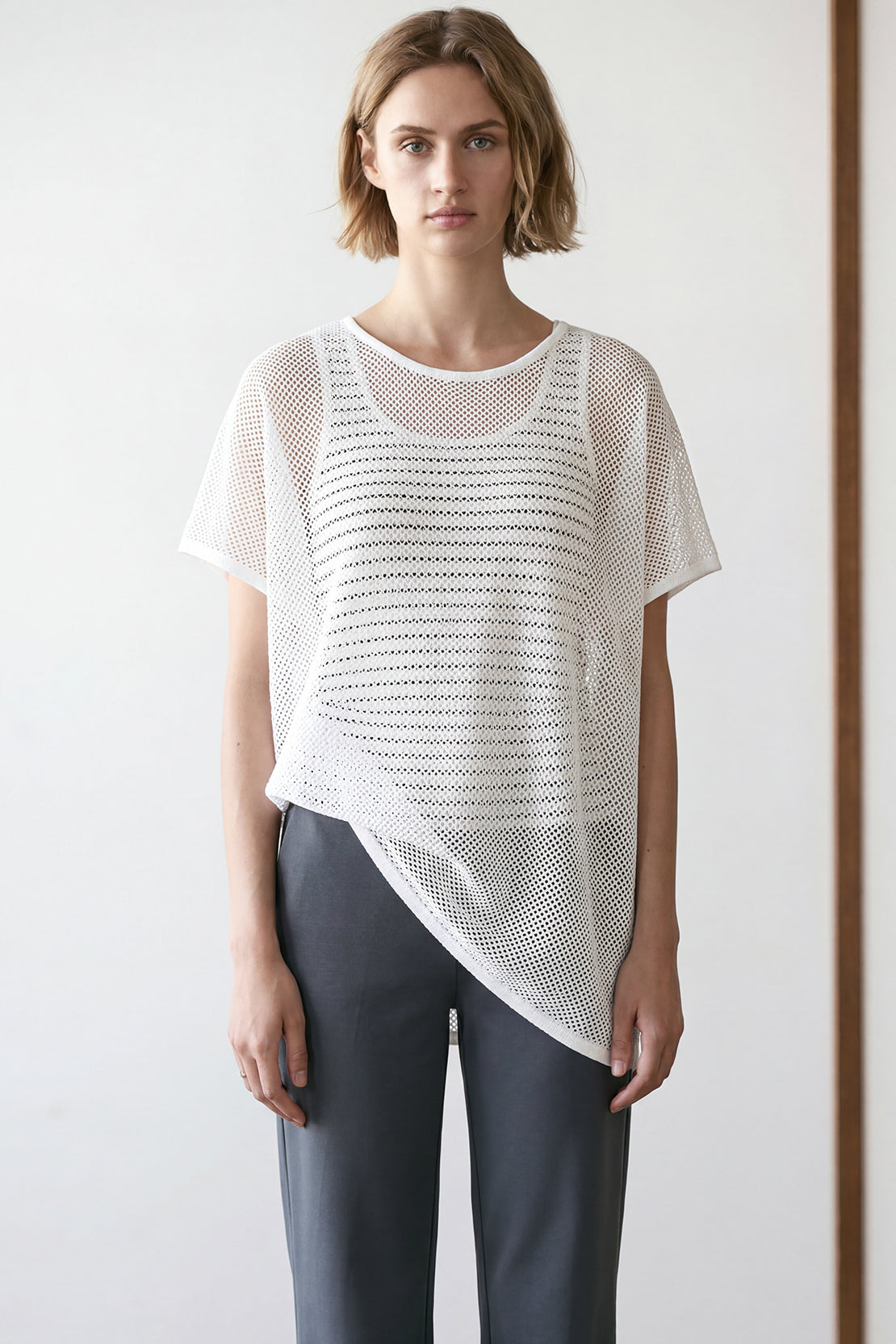 KOKO Mesh Knit Relaxed Top – White