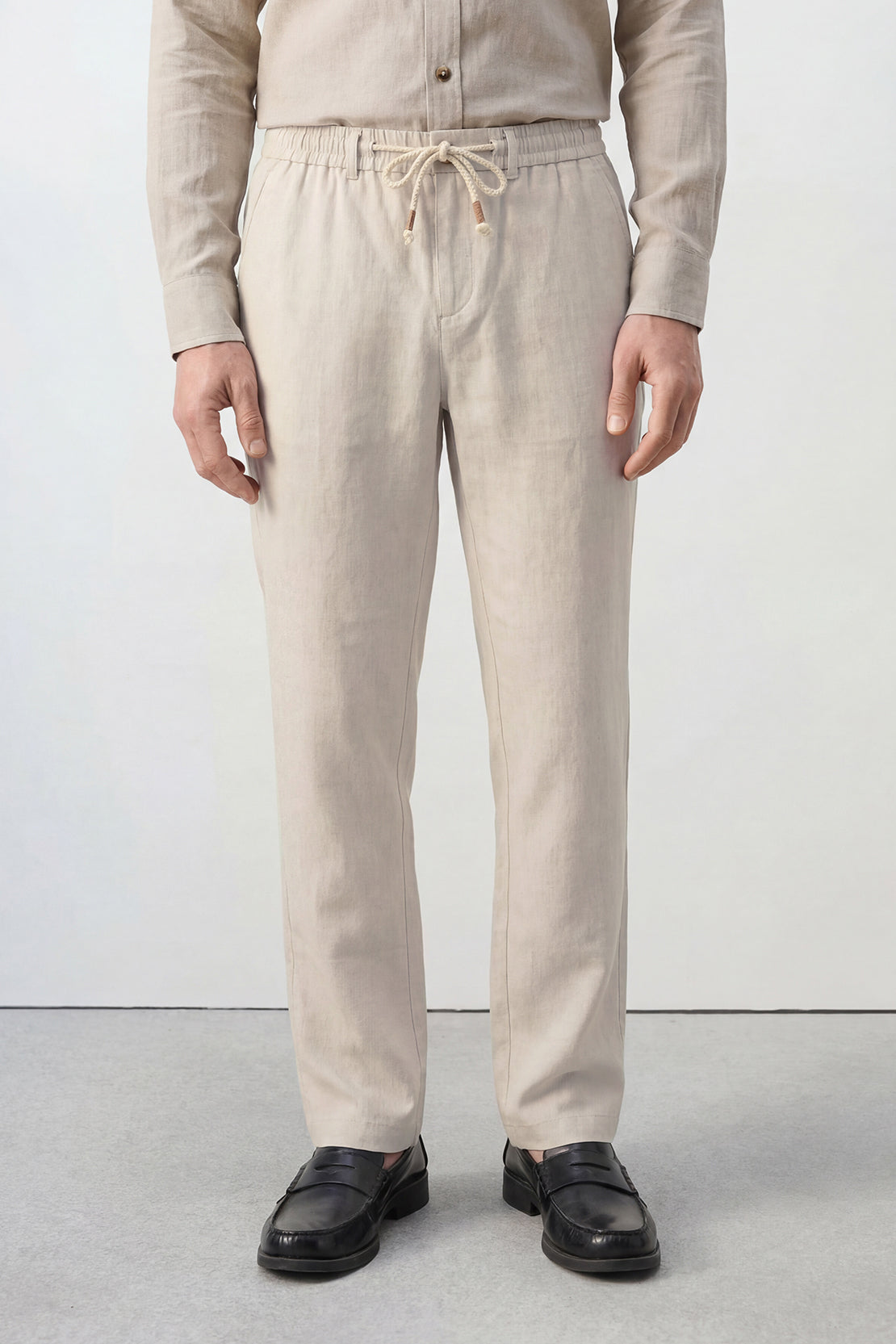 KOKO Linen Relaxed Straight Fit Trouser – Apricot Grey