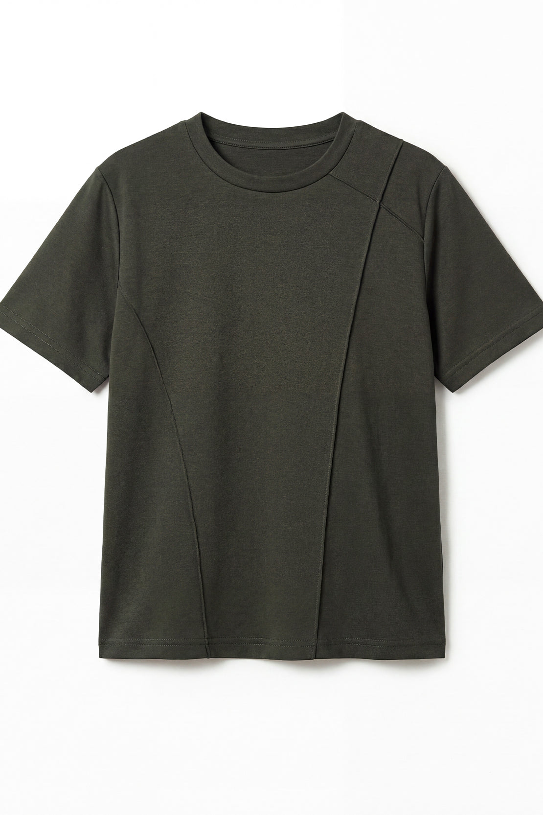 KOKO Modal Blend Sculpted Detail Top – Olive & Brown