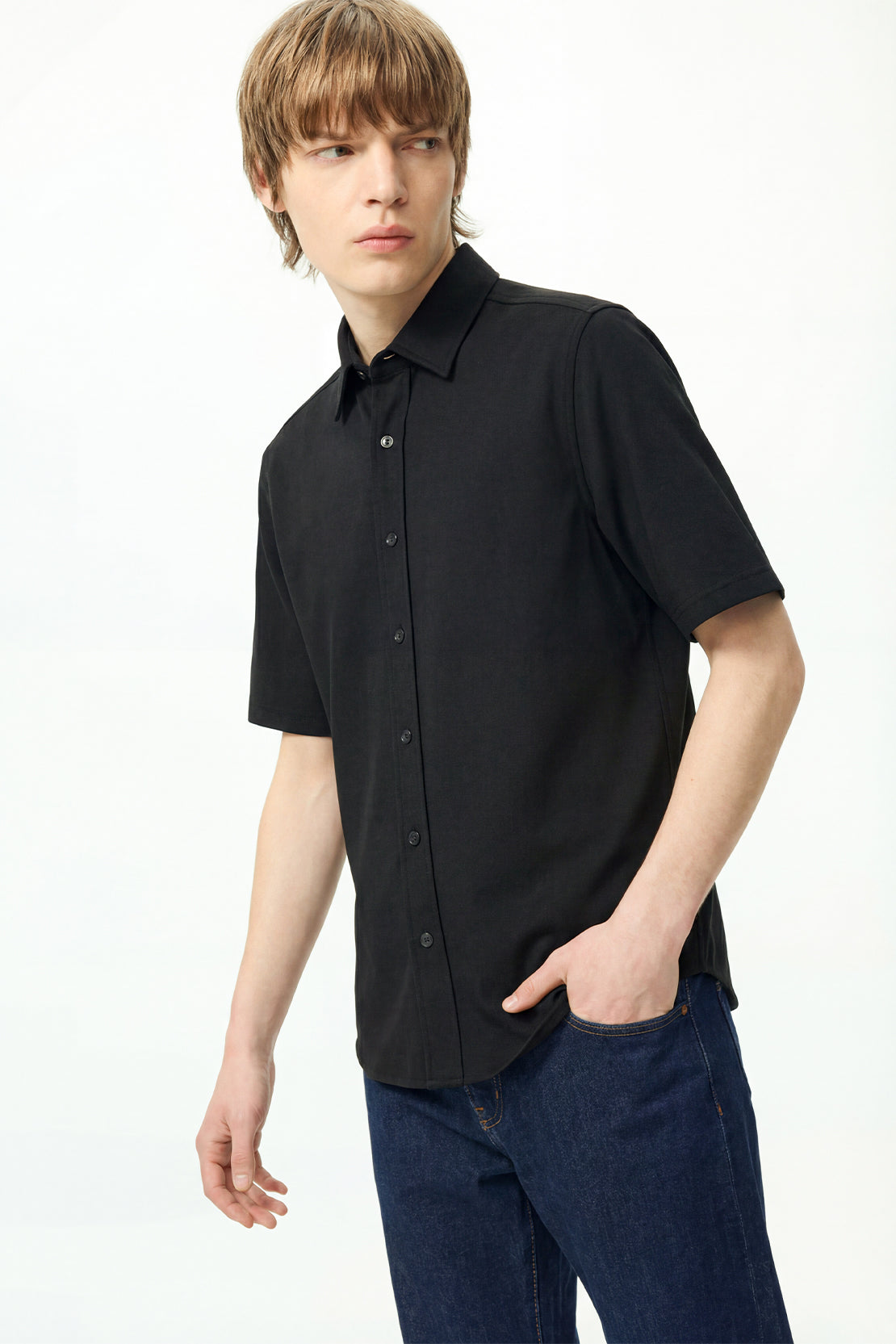 KOKO Modal Button-Down Shirt – Black