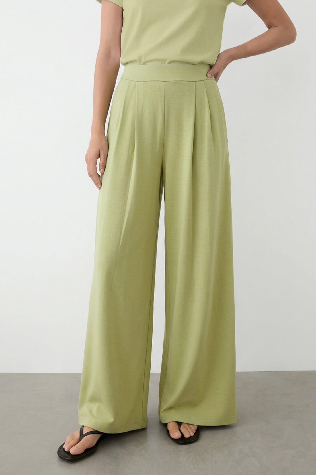 KOKO Modal Blend Wide Leg Pants – Green