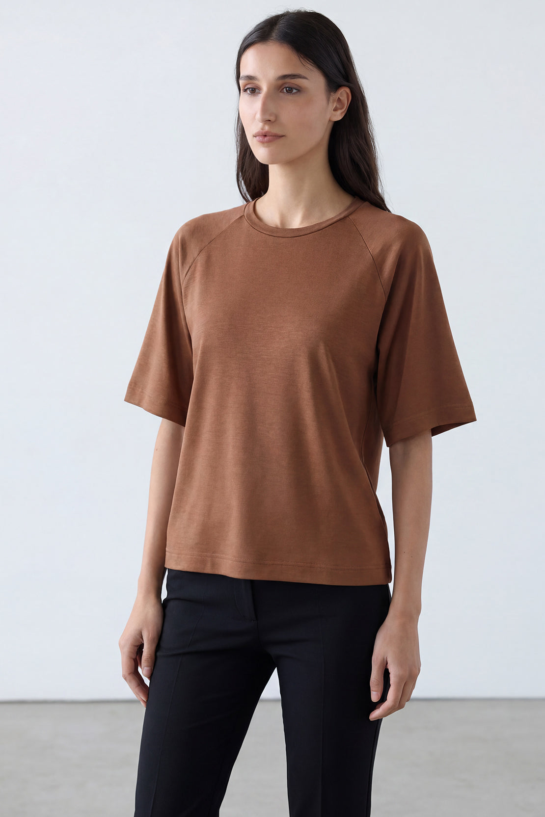 KOKO Modal Blend Relaxed Fit Top – Brown