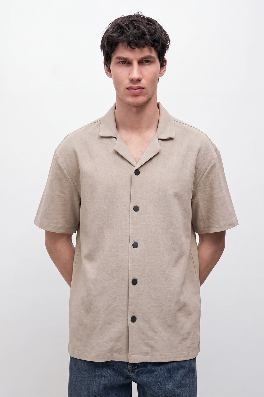 KOKO Linen Half Sleeve Shirt – Beige