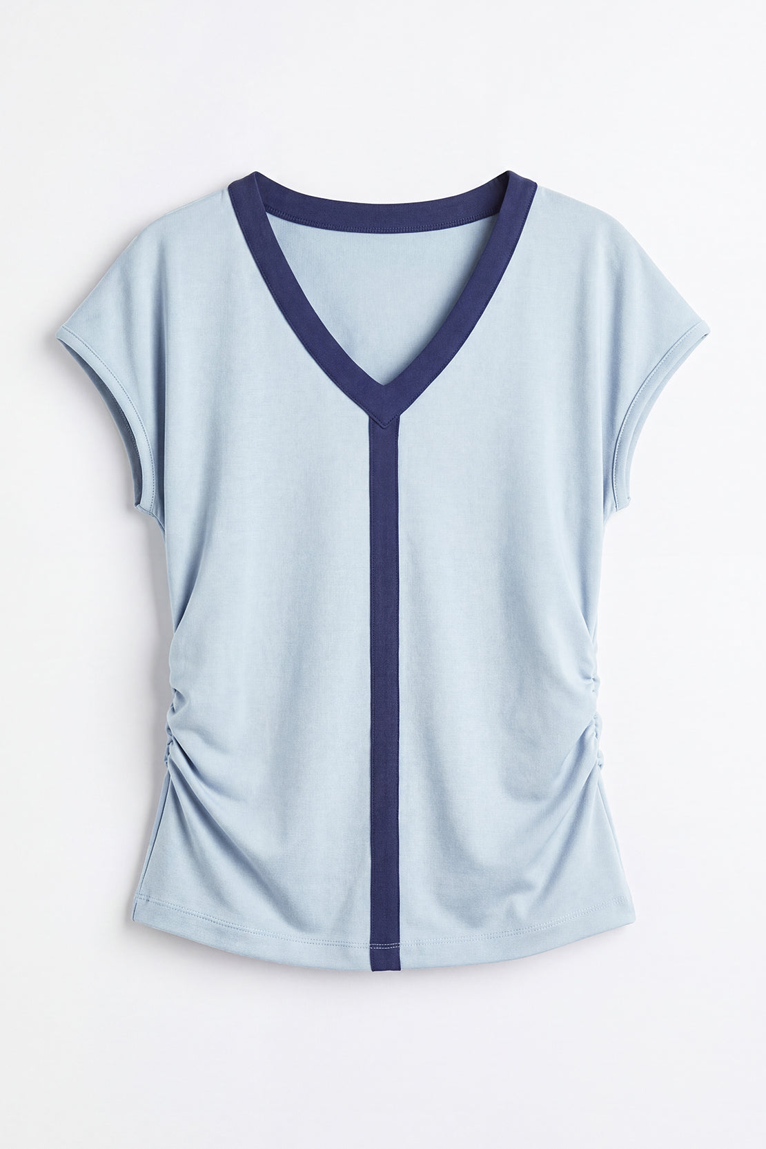 KOKO Cotton Ruched V-Neck Top