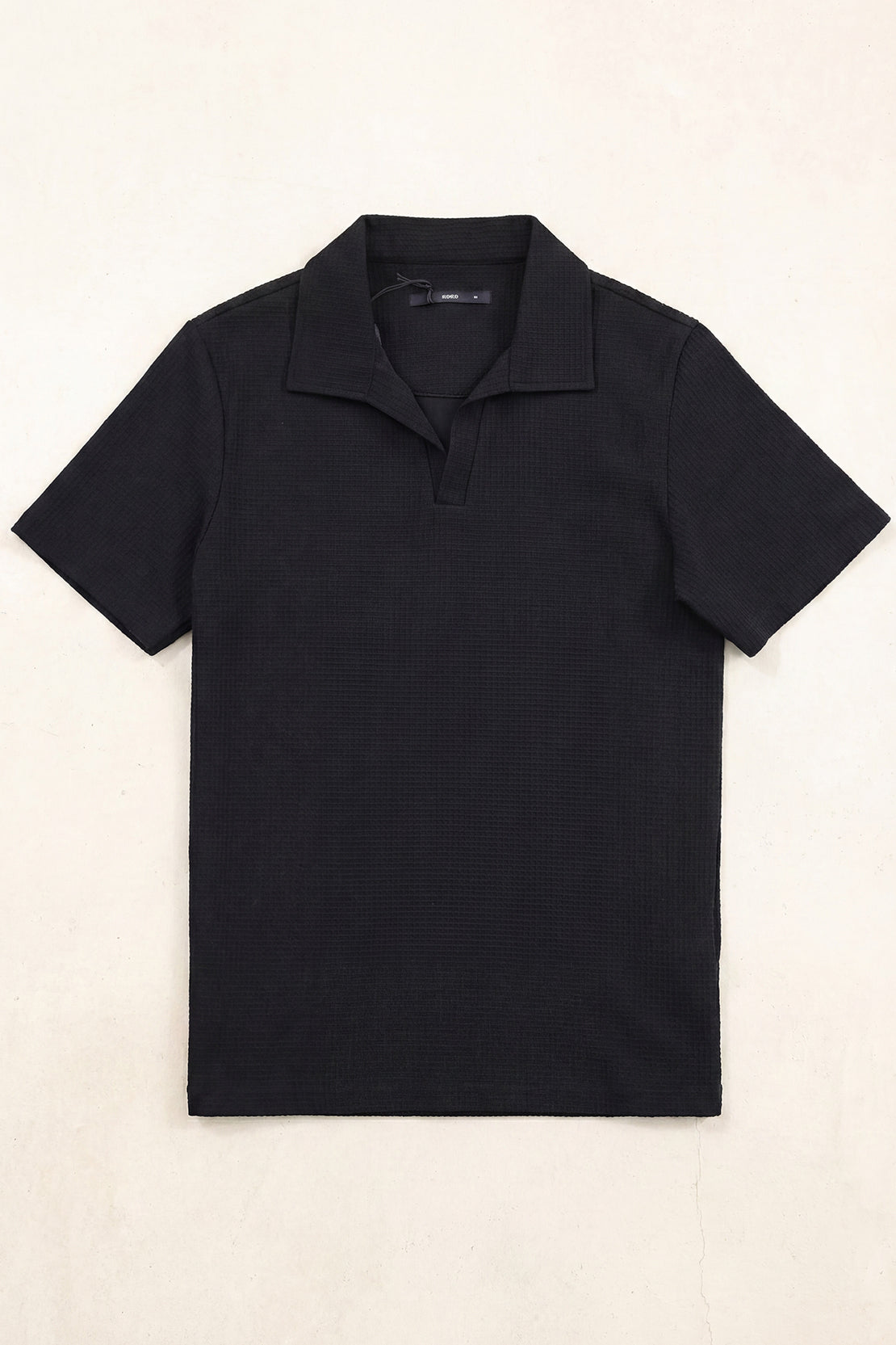 KOKO Structured Knit Polo – Black