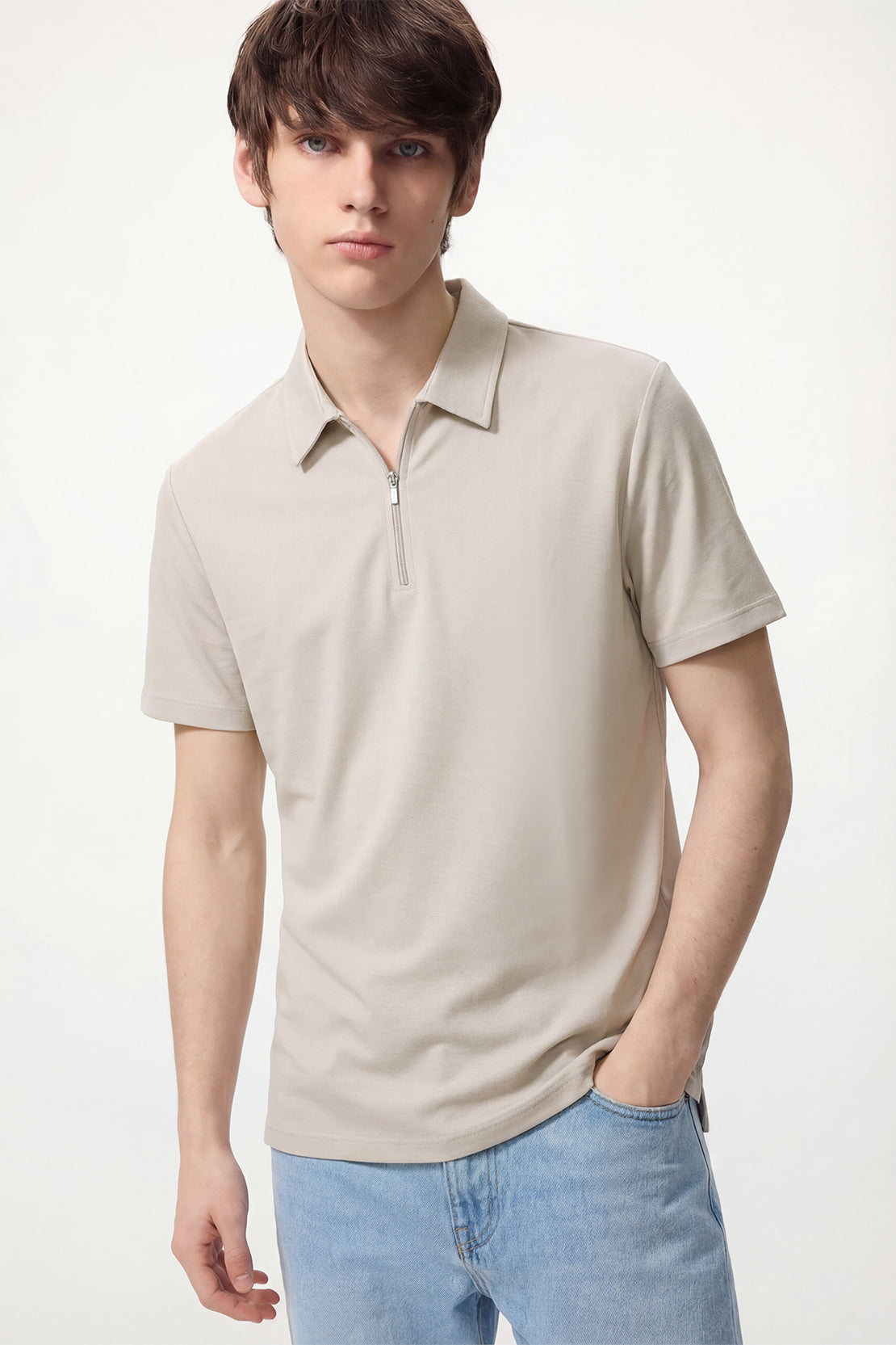 KOKO Pure-Ease Half-Zip Polo – Beige