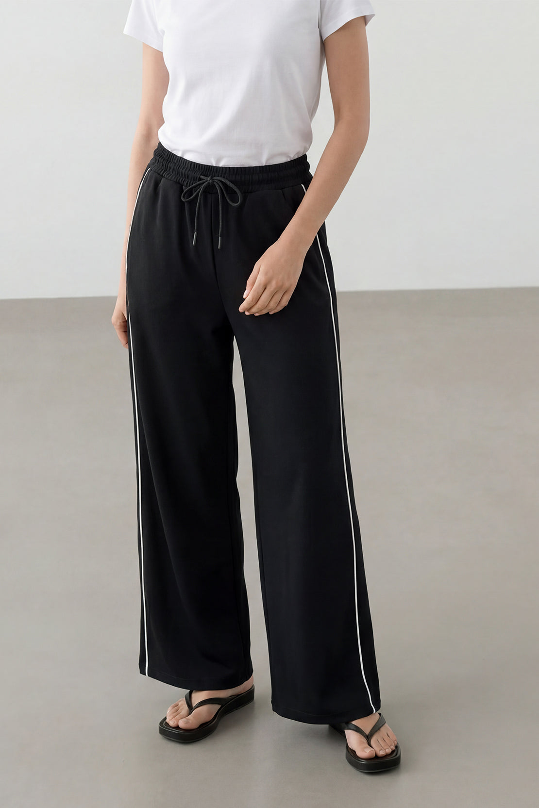 KOKO Modal Roma Side Stripe Trouser – Off-White & Black