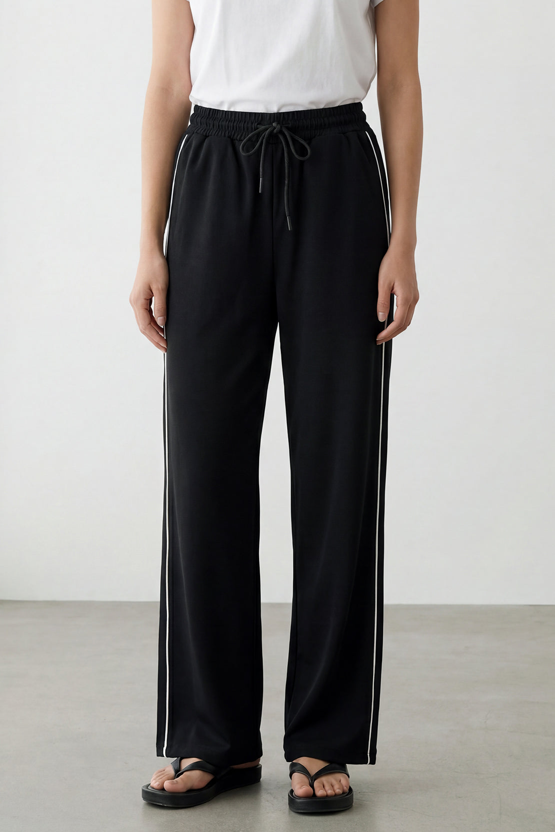 KOKO Modal Roma Side Stripe Trouser – Off-White & Black