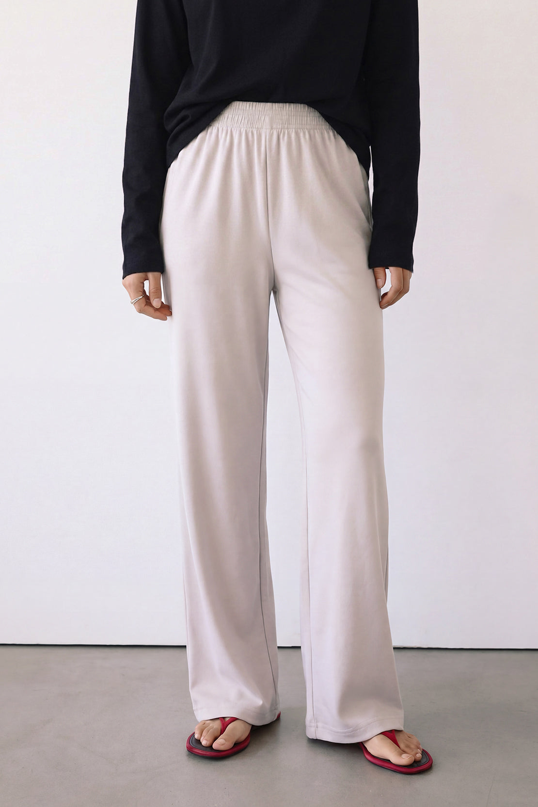 KOKO Modal Relaxed Wide-Leg Trouser – Silver