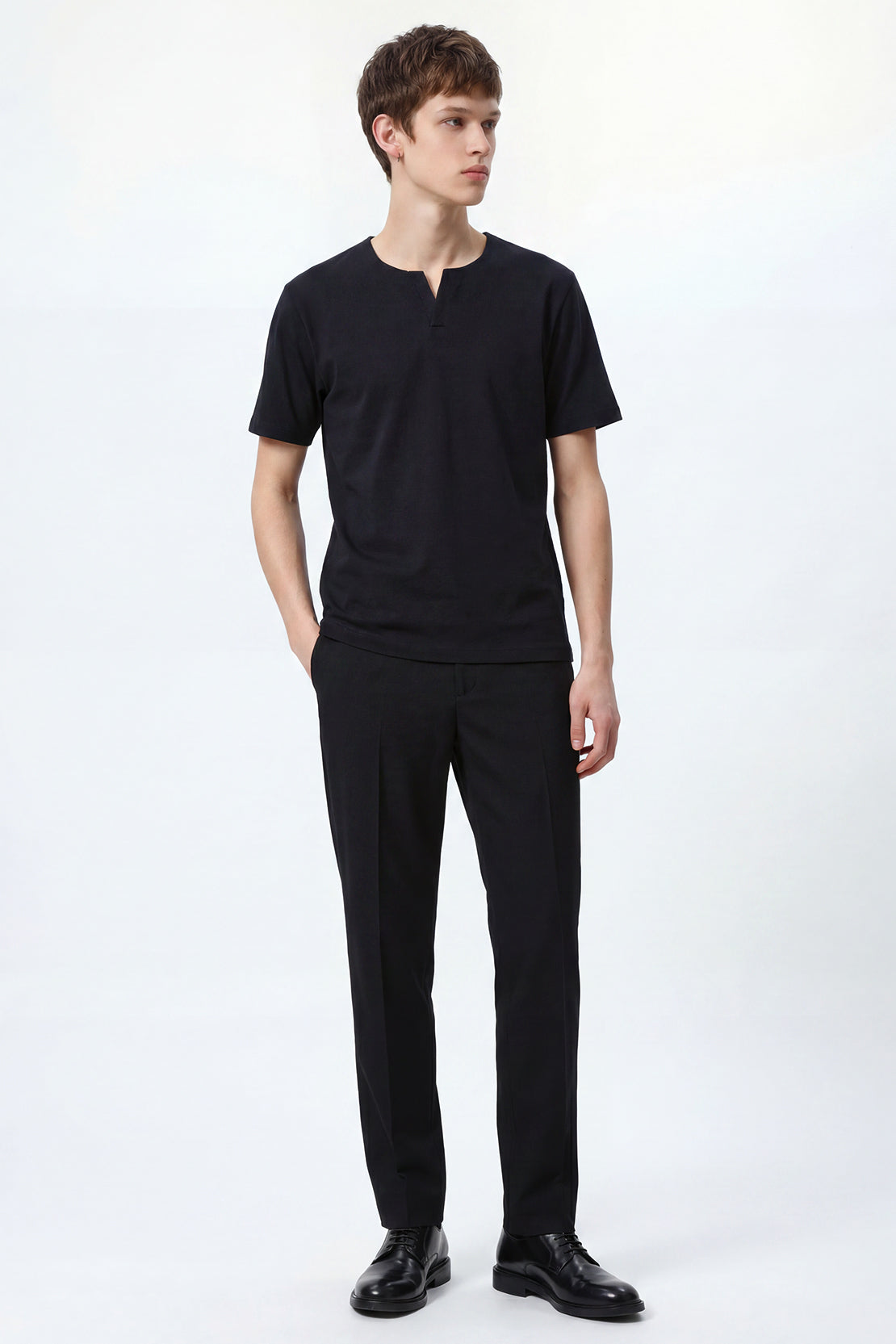 KOKO Modal Relaxed V-Neck T-Shirt – Black & Beige