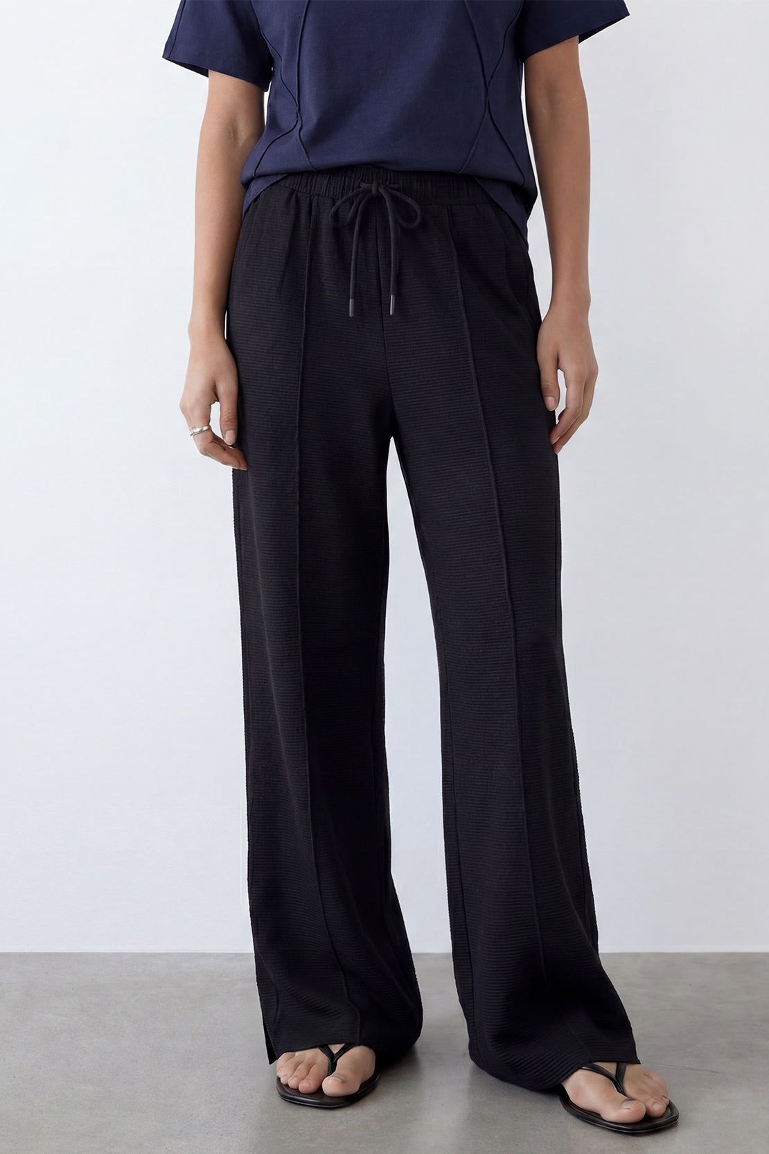 KOKO Textured Knit Relaxed Fit Trouser -Coffee, Black, Clay & Brown