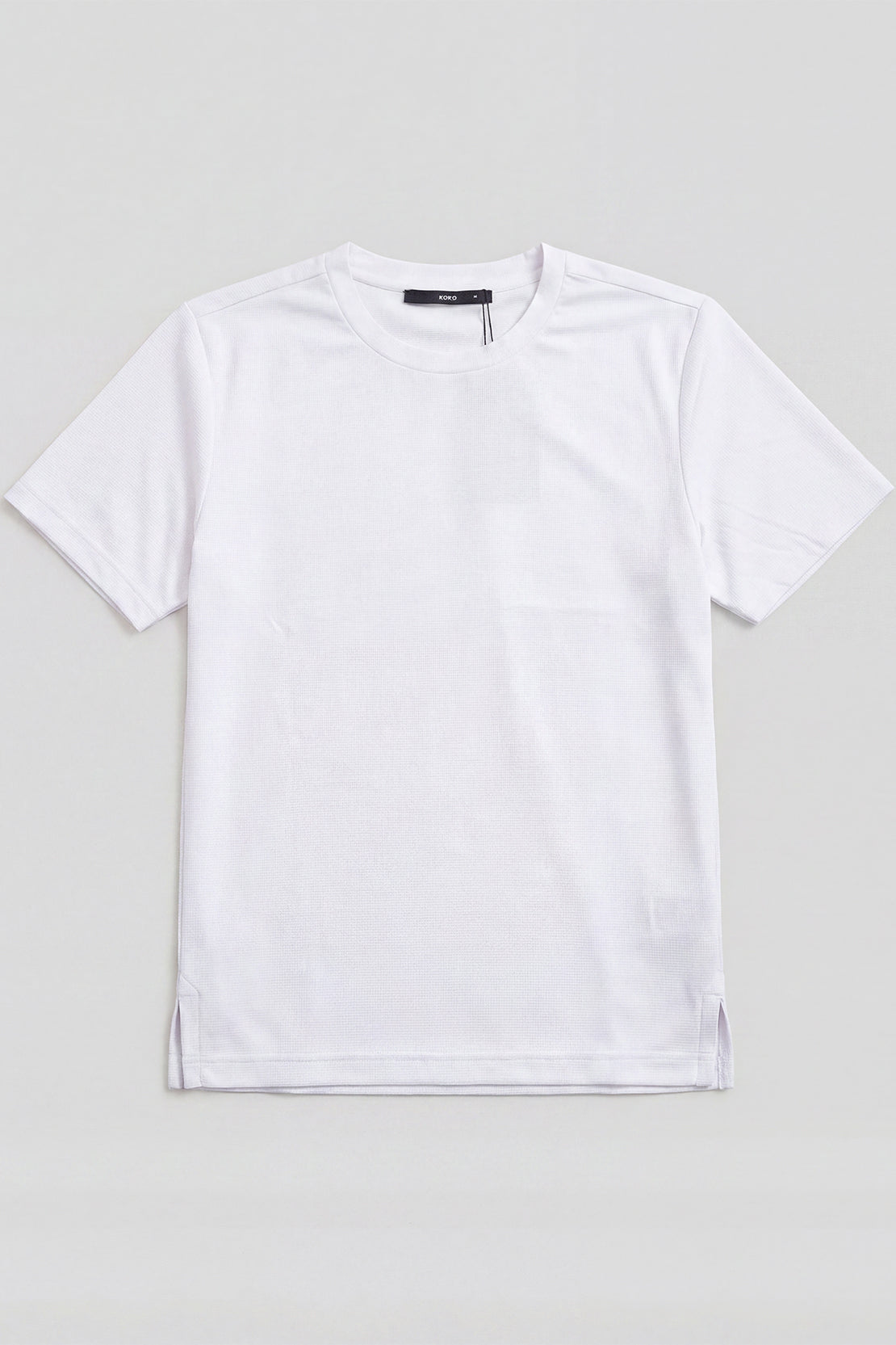 KOKO Knitted Mesh Crew Neck T-Shirt - White, Black, Navy, Blue, Grey & Jet Black