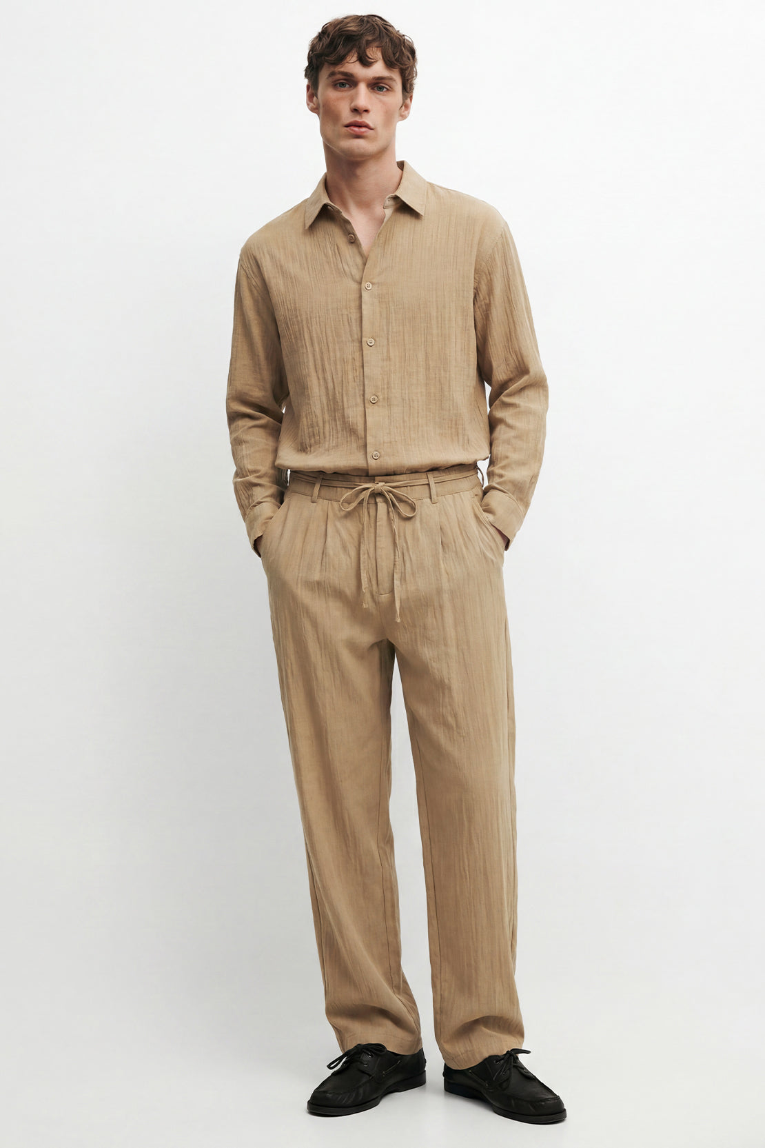 KOKO Light Weave Tailored Fit Pants – Beige