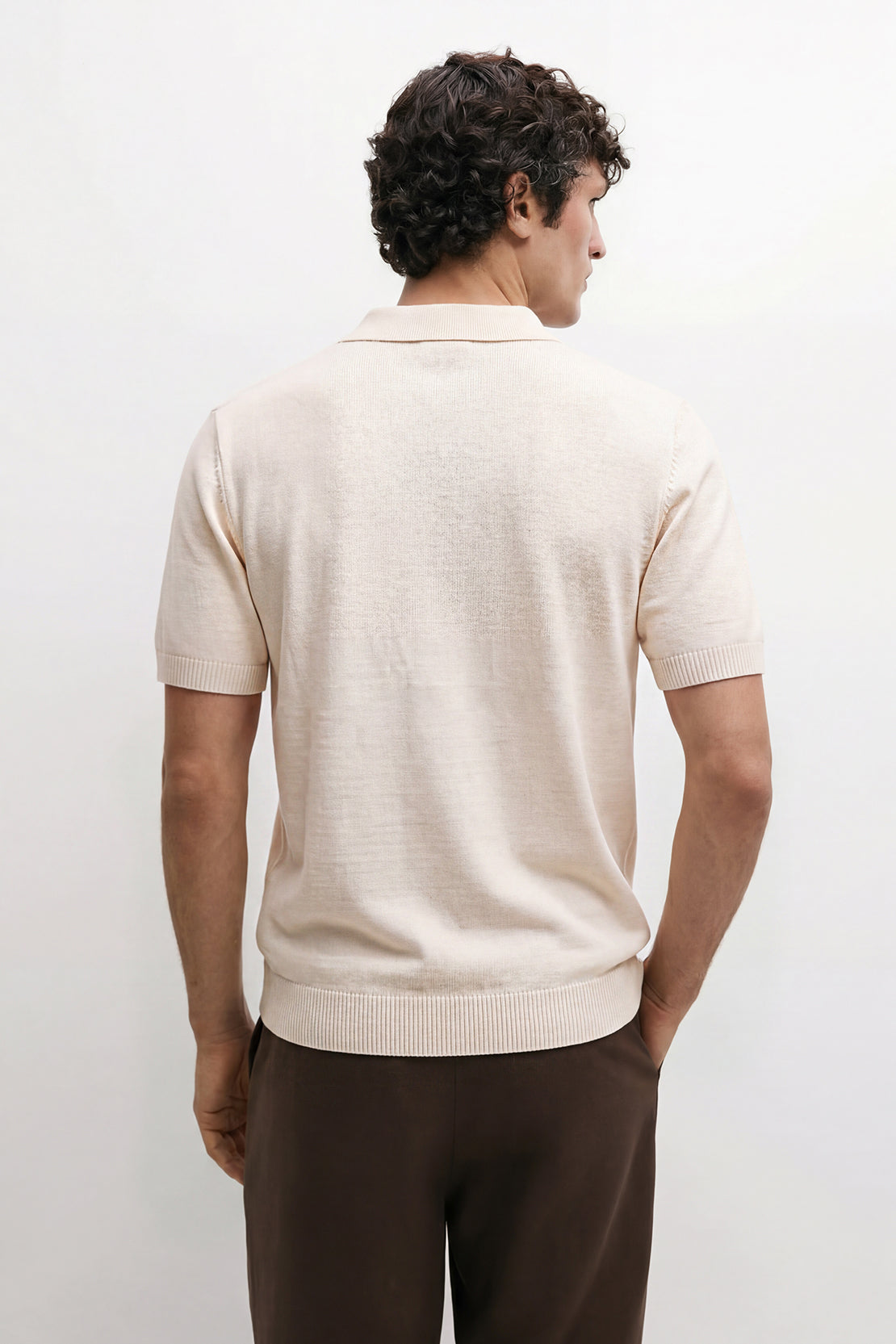 KOKO Core Knit Half-Zip Polo – Light Apricot