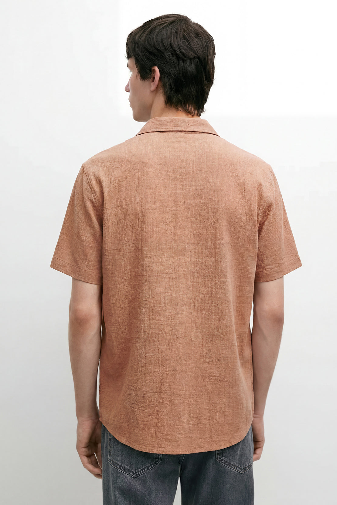 KOKO Linen Blend Button-Down Shirt – Coffee Brown