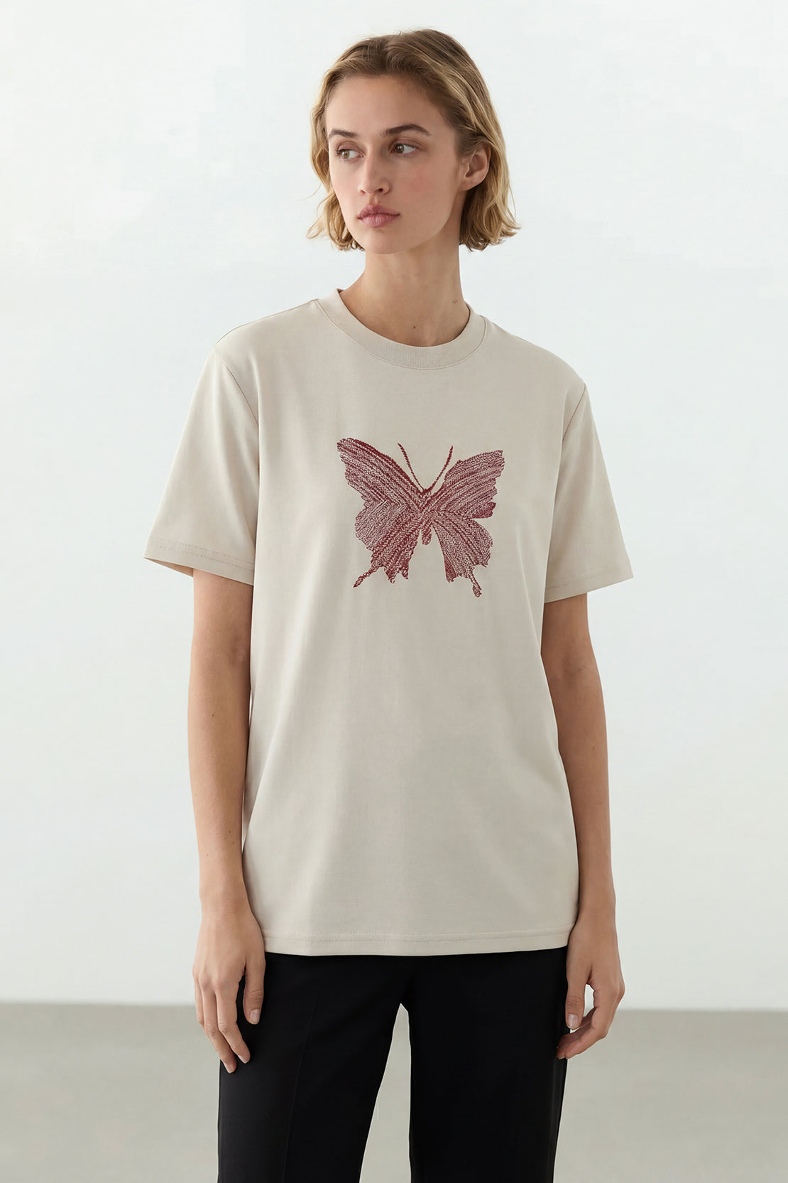 KOKO Lulu Touch Embroidered Tee – Apricot