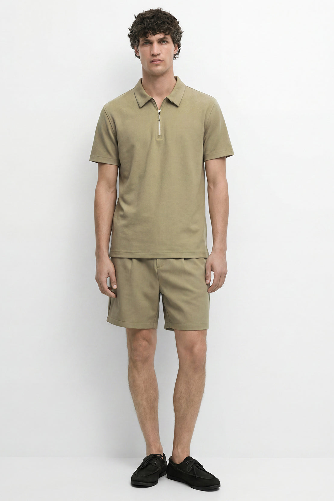 KOKO Modern Weave Half-Zip Polo – Army Green